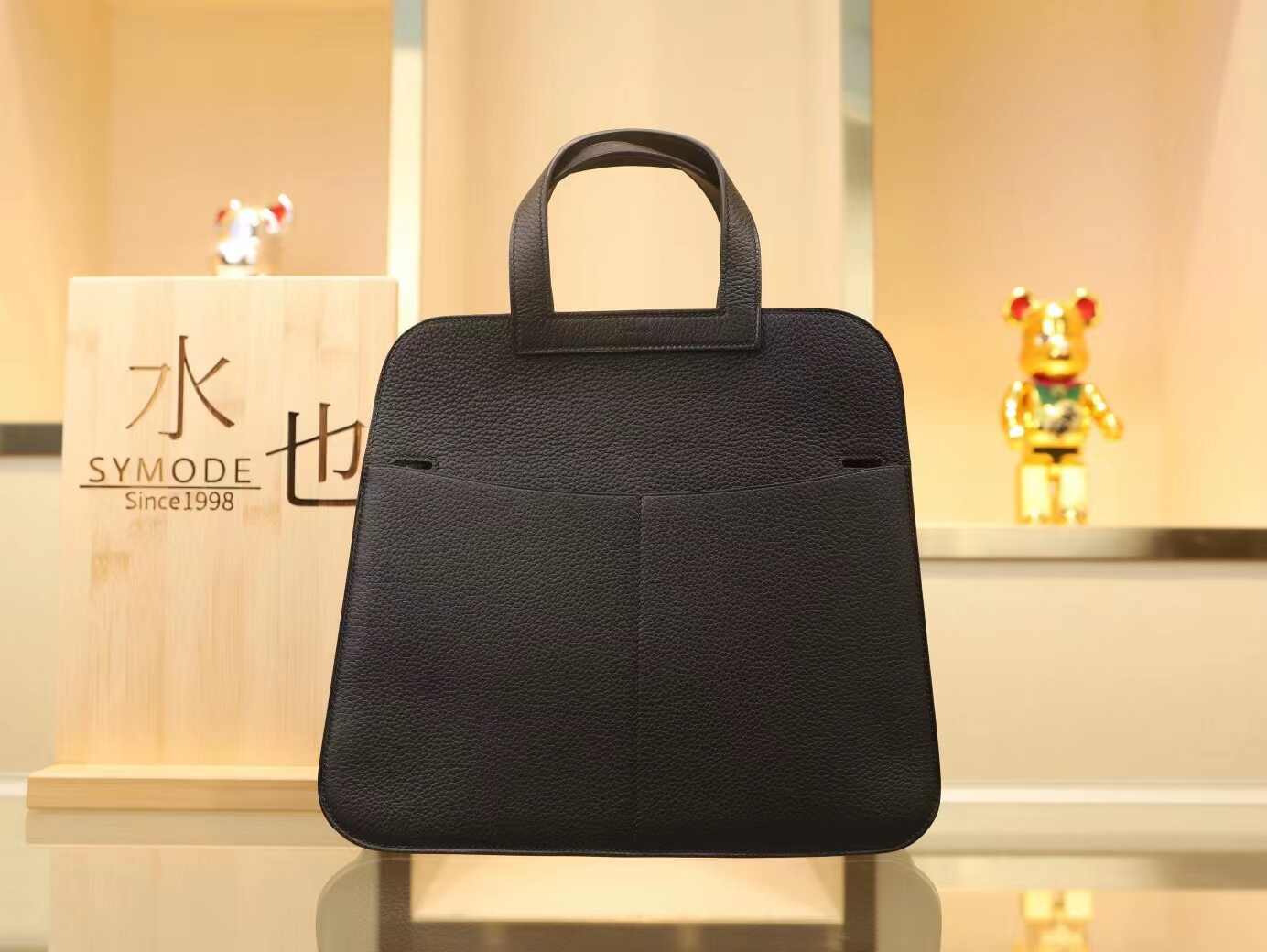 Hermes包包定制 爱马仕89黑色TC牛皮Halzan31CM手提单肩包 银扣