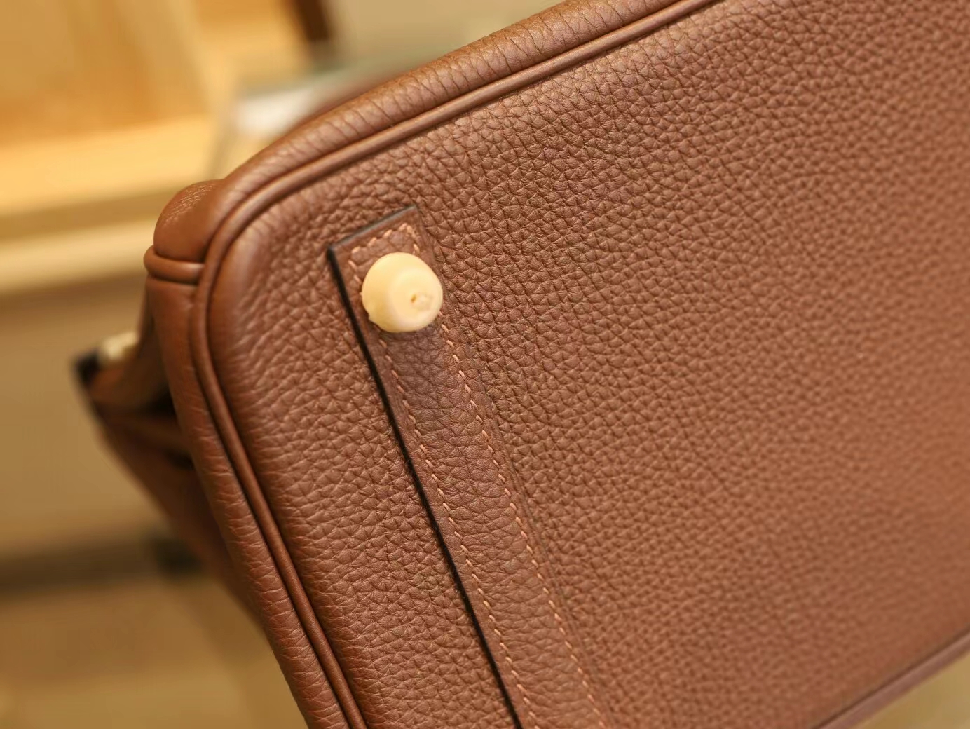 Hermes Birkin30CM 爱马仕4G焦糖色Brulee Togo皮铂金包手提女包 金扣