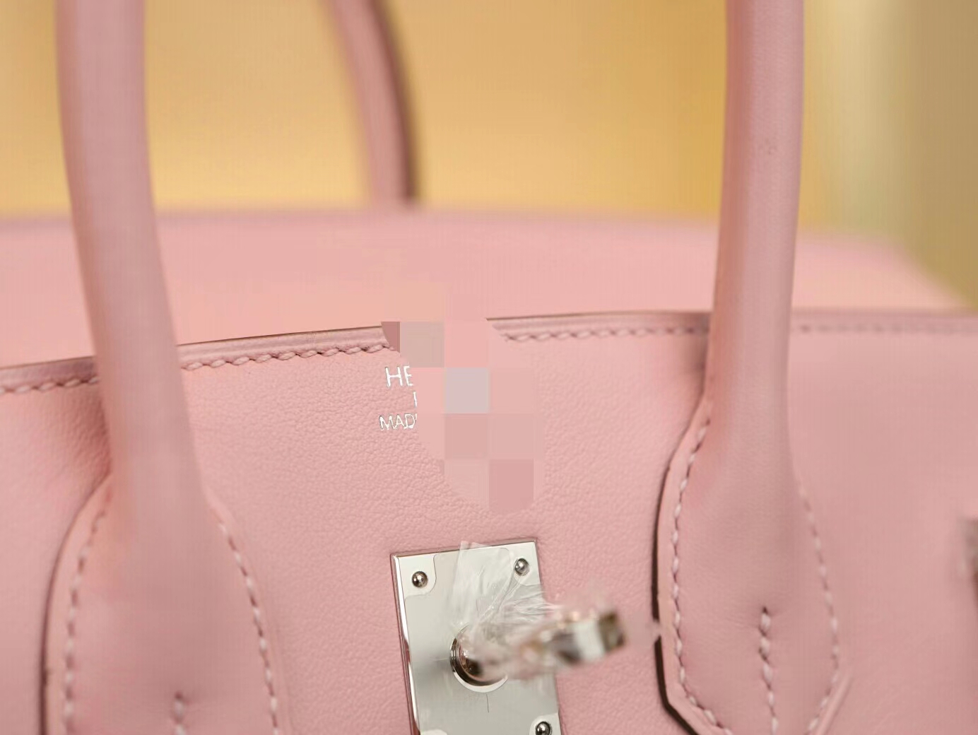 Symode爱马仕铂金包定制 Hermes 3Q水粉色Swift皮Birkin25CM 金/银扣