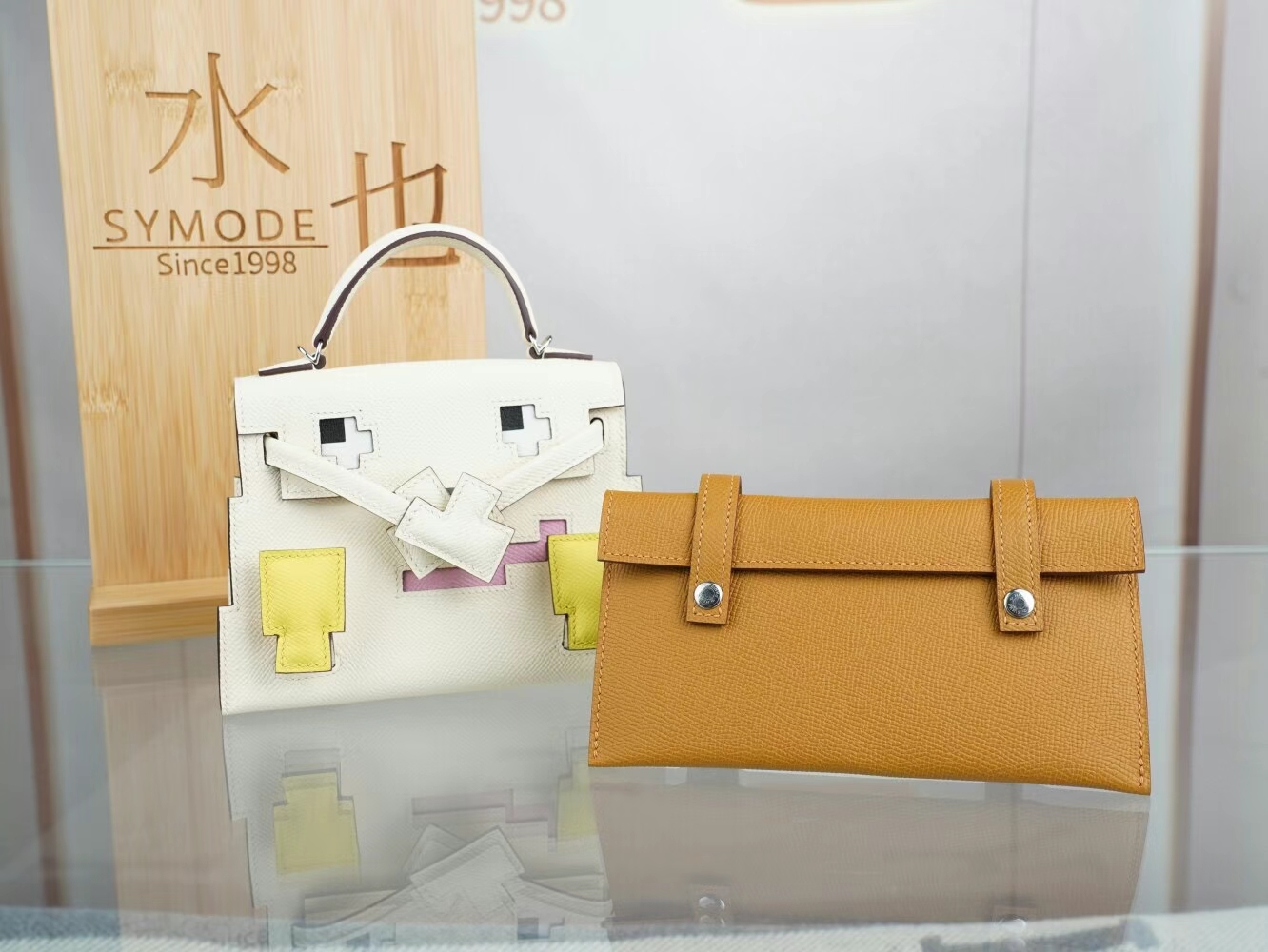 新款爱马仕马赛克娃娃包 Hermes Kelly Doll Picto I2奶油白Epsom皮 银扣