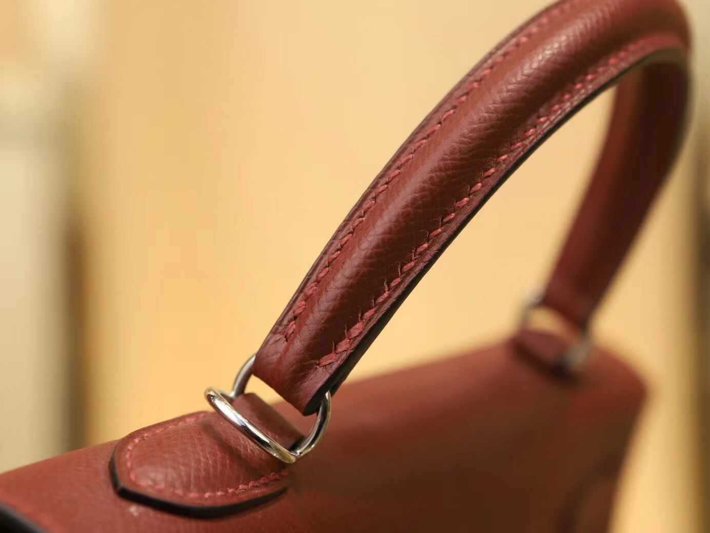 全手缝 Hermes爱马仕Epsom皮爱马仕红CK55 Rouge H凯莉包Kelly 25CM