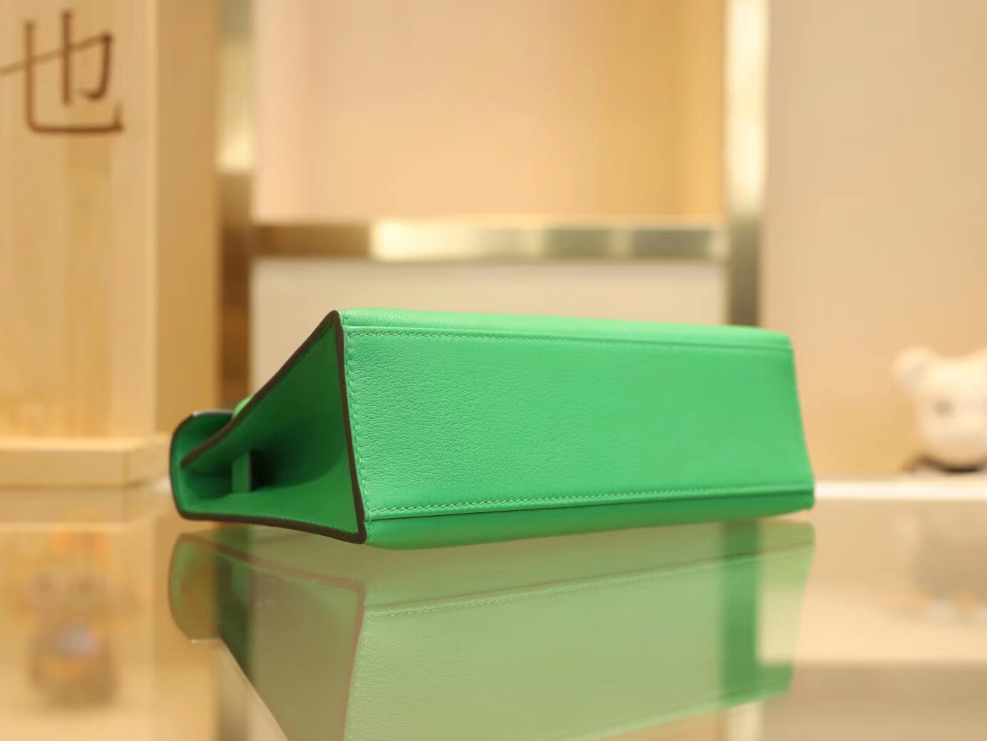 爱马仕迷你凯莉包一代 Hermes 1K竹子绿Swift皮Mini Kelly Pochette22cm 金扣