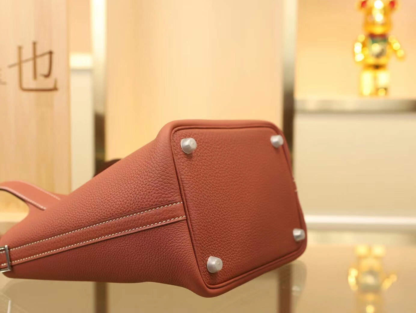 Hermes Picotin Lock18/22CM 爱马仕4E枫叶棕TC皮菜篮子包水桶包 银扣