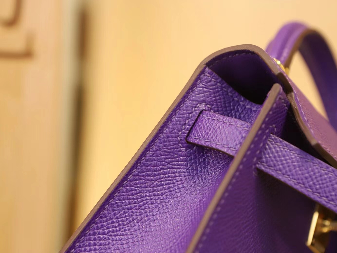 Hermes Mini Kelly19CM 爱马仕梦幻紫9W Crocus Epsom皮迷你凯莉包二代