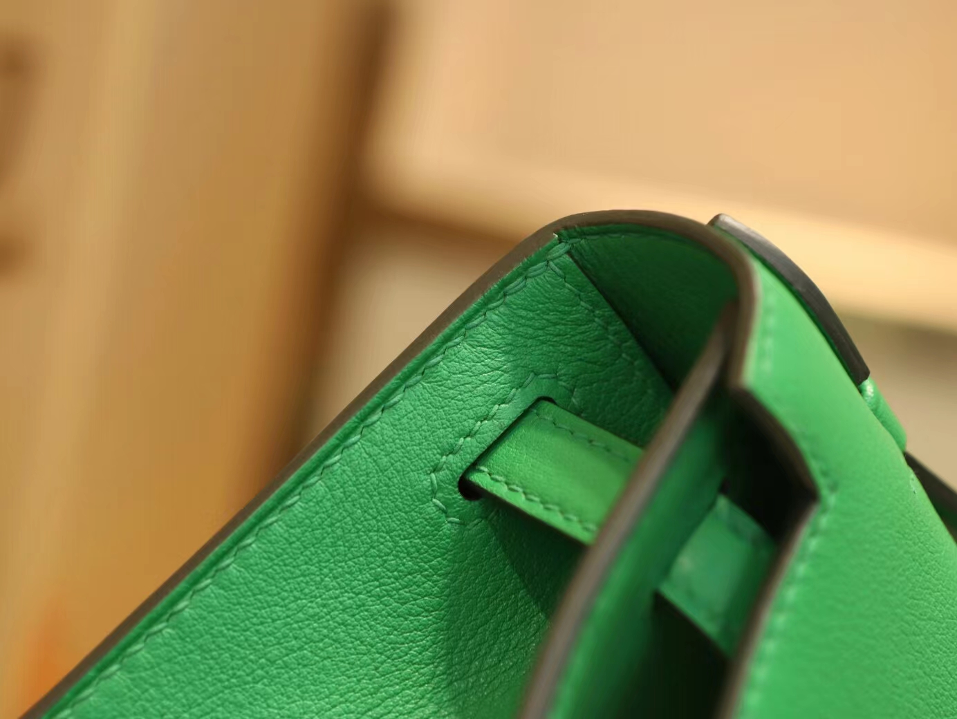 爱马仕迷你凯莉包一代 Hermes 1K竹子绿Swift皮Mini Kelly Pochette22cm 金扣