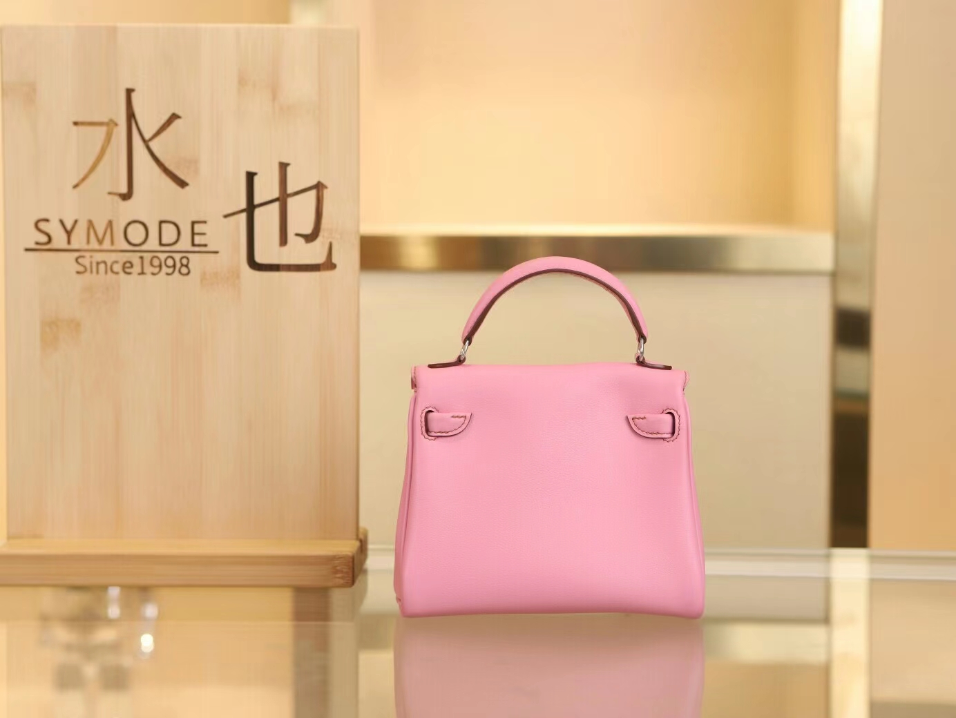 水也名品 Hermes Kelly Doll 16CM 爱马仕樱花粉Swift皮凯莉娃娃包 银扣