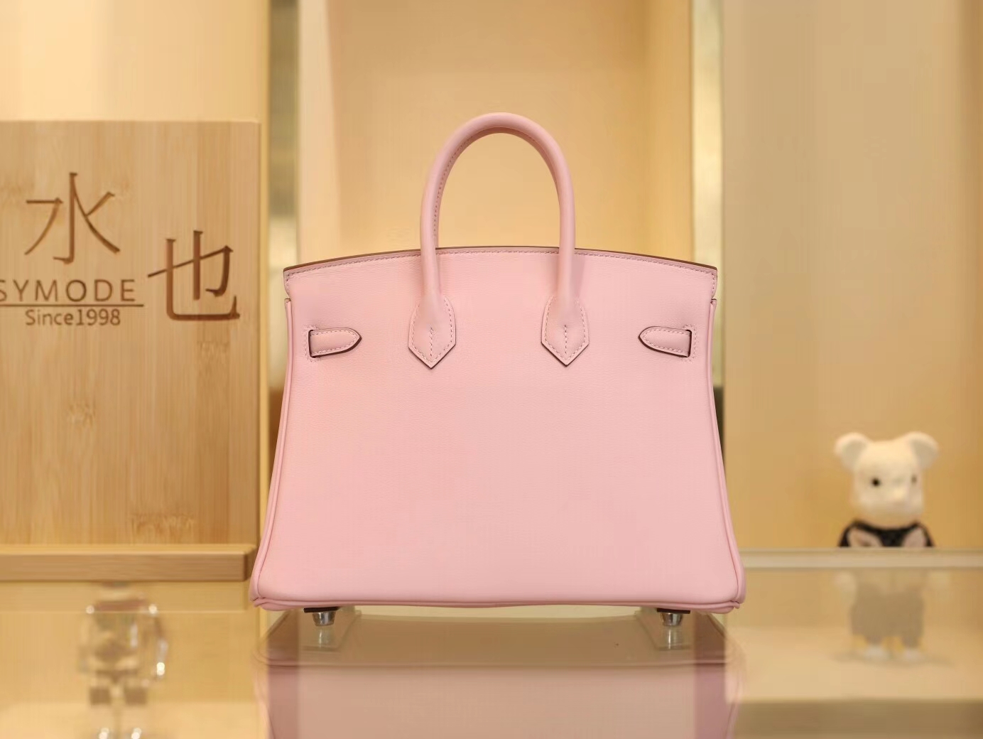 Symode爱马仕铂金包定制 Hermes 3Q水粉色Swift皮Birkin25CM 金/银扣