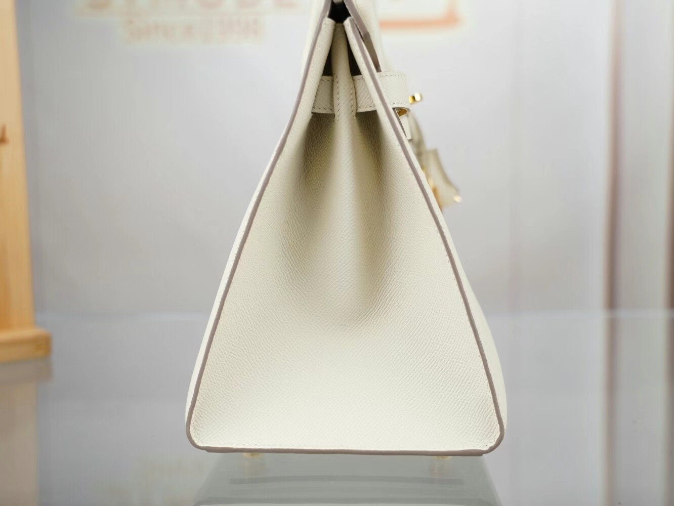 爱马仕包包官网 Hermes Birkin30CM CC10奶昔白Epsom皮铂金包外缝 金扣