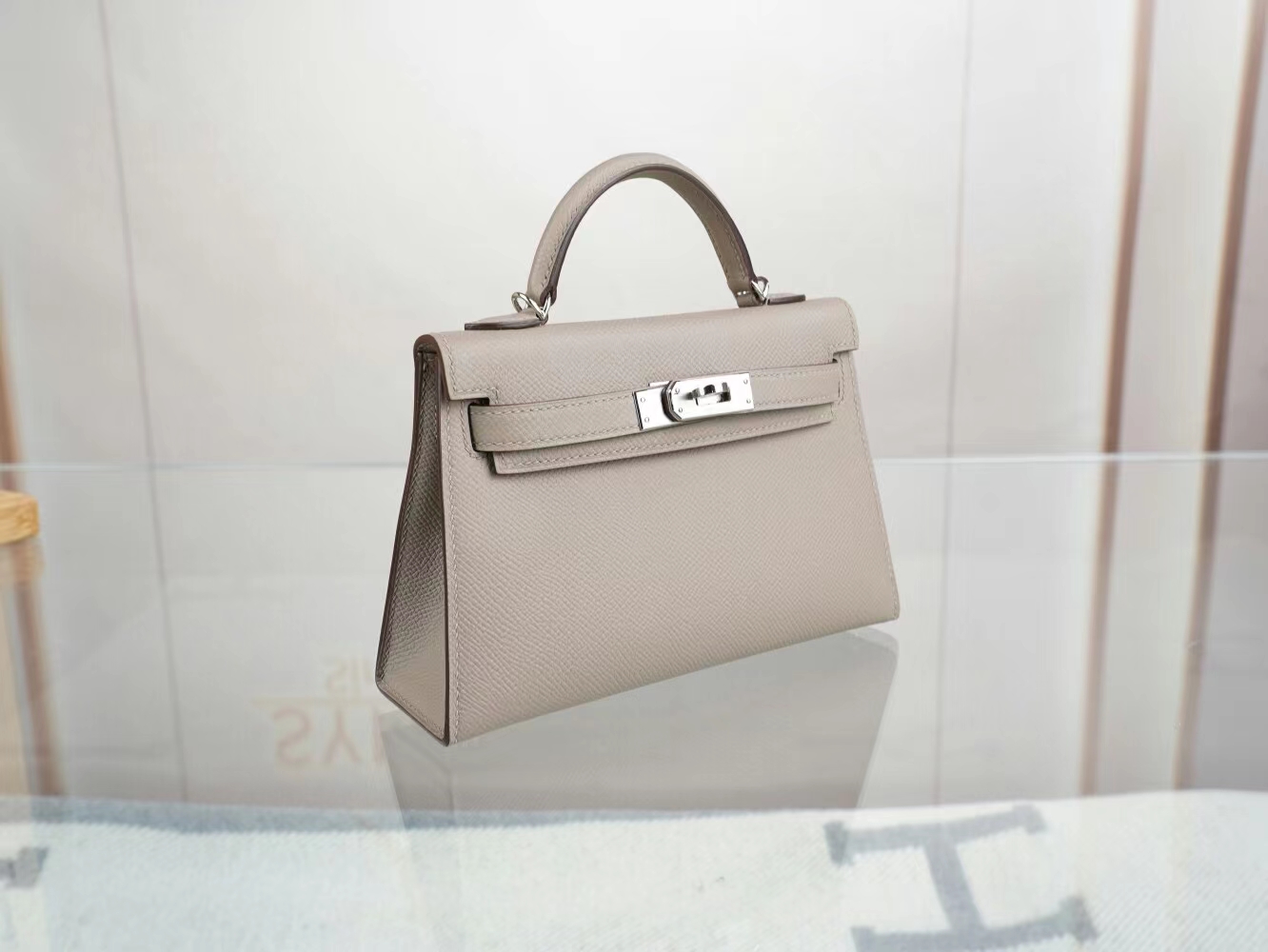 水也名品 Hermes Mini Kelly19CM 爱马仕M8沥青灰Epsom皮迷你凯莉包二代
