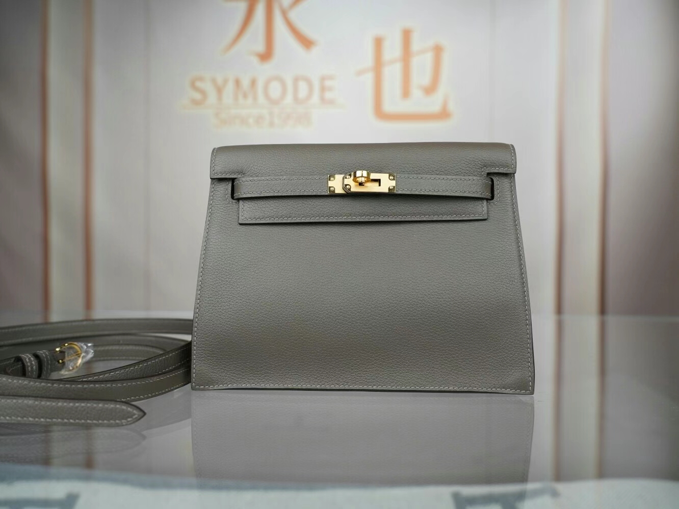 Hermes Kelly Danse22CM 爱马仕8F锡器灰Etain Evercolor皮跳舞包 金扣