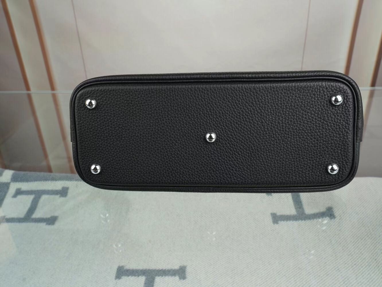 Symode爱马仕包包批发 Hermes Bolide 31CM 89黑色Noir TC牛皮保龄球包 银扣
