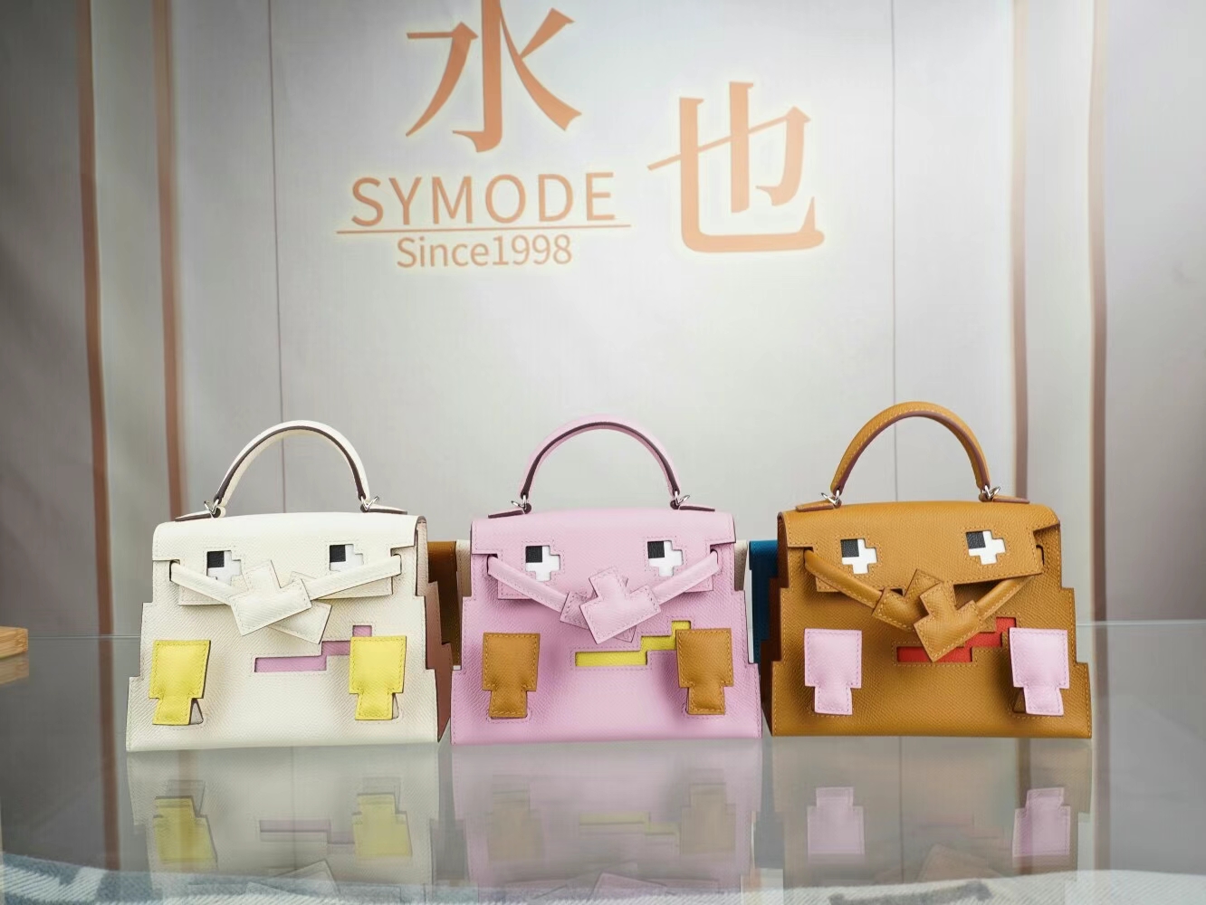 Symode爱马仕新款马赛克娃娃包 Hermes X9锦葵紫Epsom皮Kelly Doll Picto