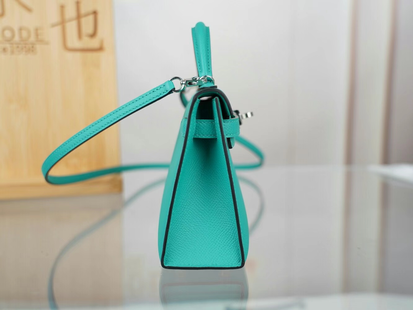 Symode 爱马仕迷你凯莉包二代 Hermes O6玉帝绿Epsom皮Mini Kelly19CM 银扣