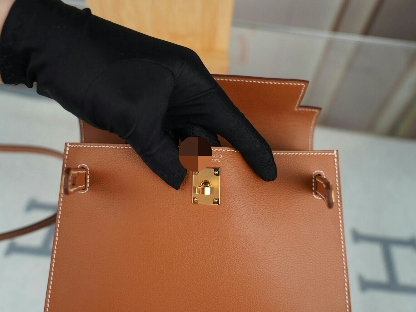 Symode Hermes Kelly Danse22CM 爱马仕CK37金棕Evercolor皮跳舞包 金扣