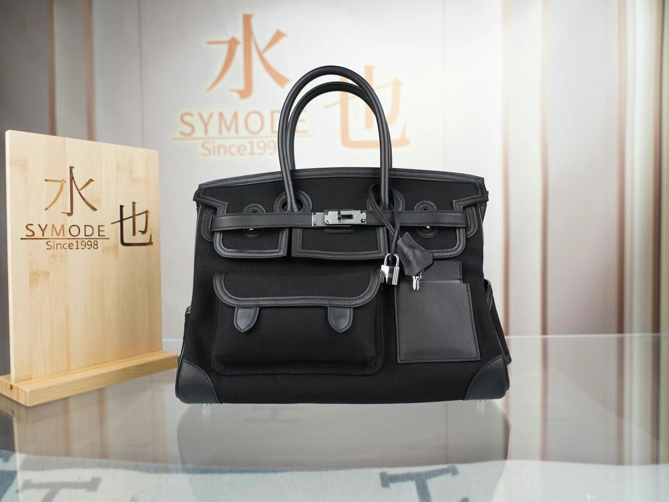 水也名品 Hermes Birkin Cargo 35CM 爱马仕黑色Toile Goeland帆布铂金包