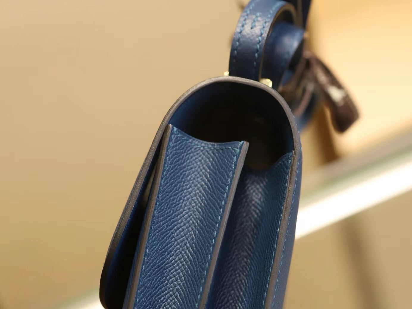 水也名品 Hermes Constance18CM 爱马仕S4深邃蓝Epsom皮康斯坦包 金扣