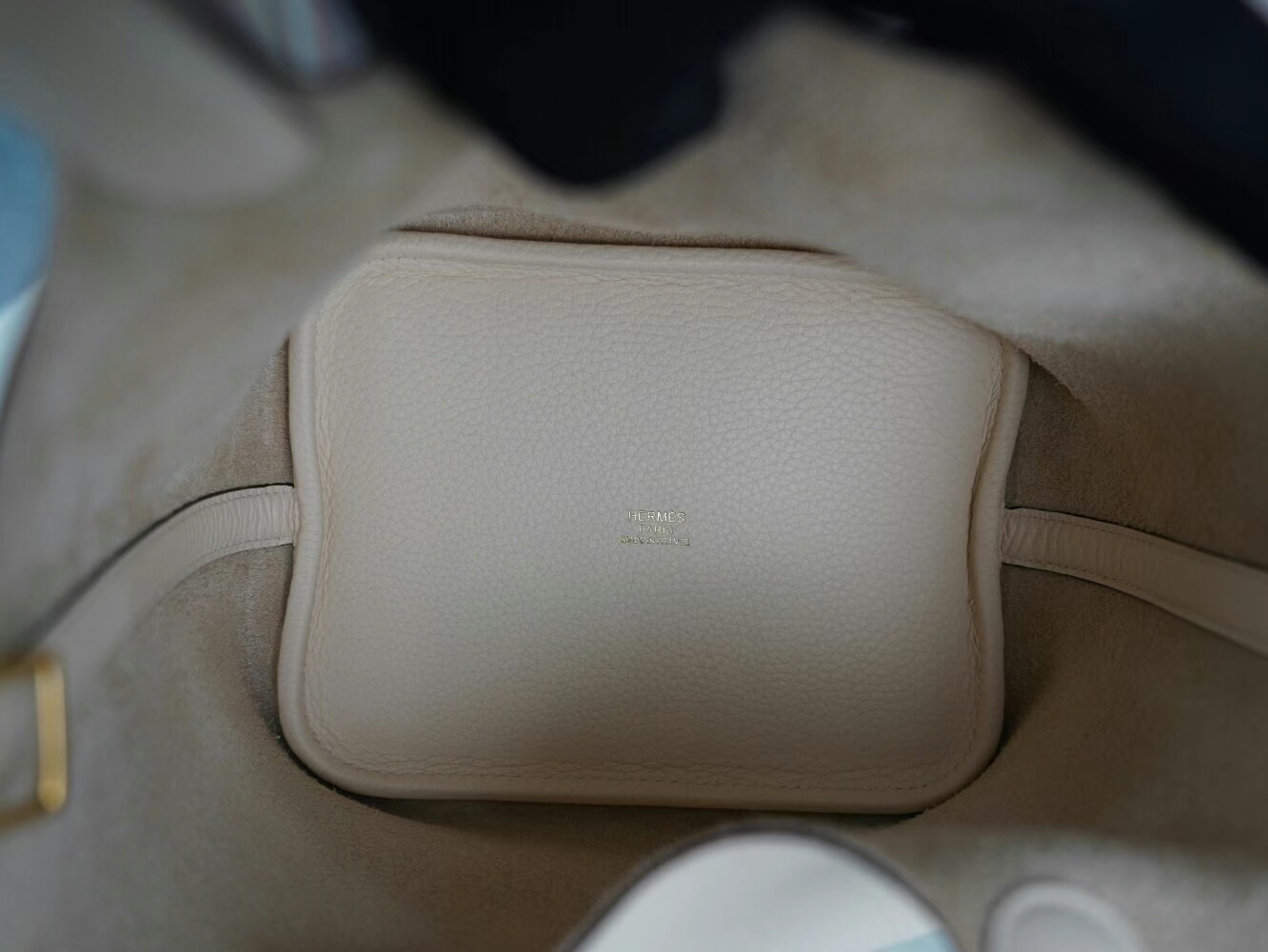 爱马仕水桶包定制 Hermes Picotin Lock18CM I2奶油白NataTC皮 金扣