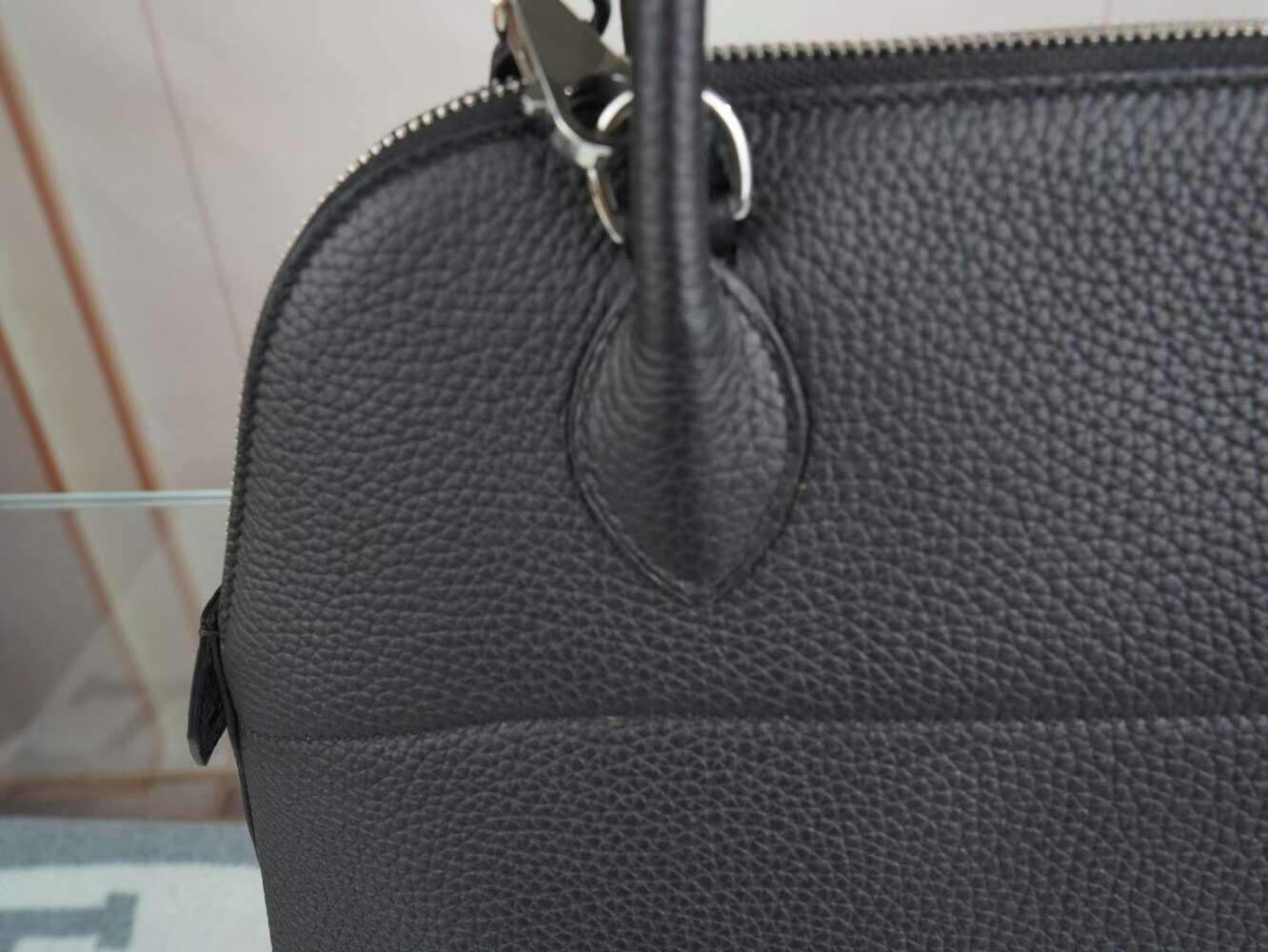 Symode爱马仕包包批发 Hermes Bolide 31CM 89黑色Noir TC牛皮保龄球包 银扣