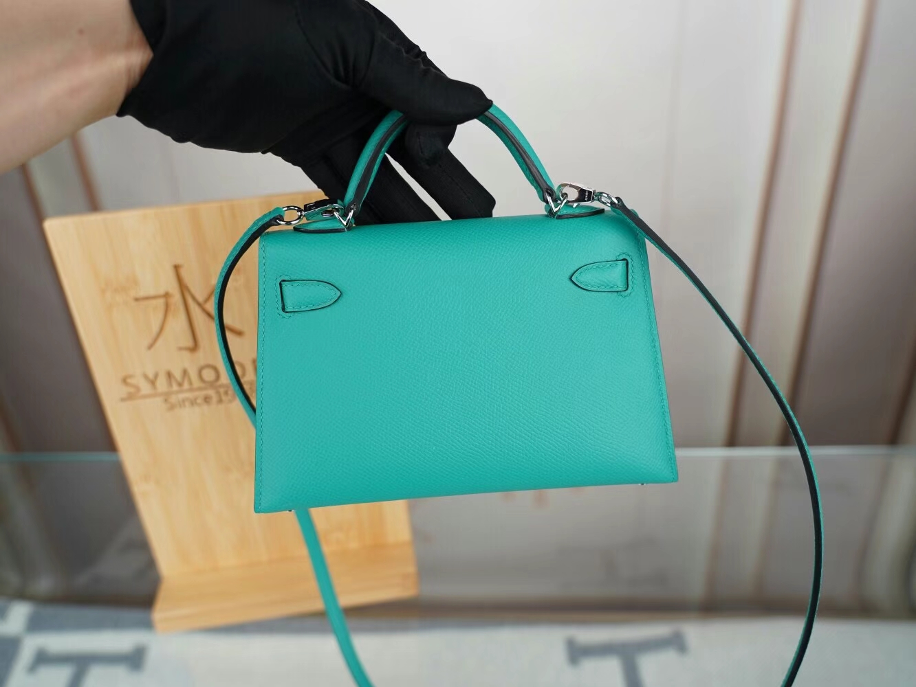 Symode 爱马仕迷你凯莉包二代 Hermes O6玉帝绿Epsom皮Mini Kelly19CM 银扣