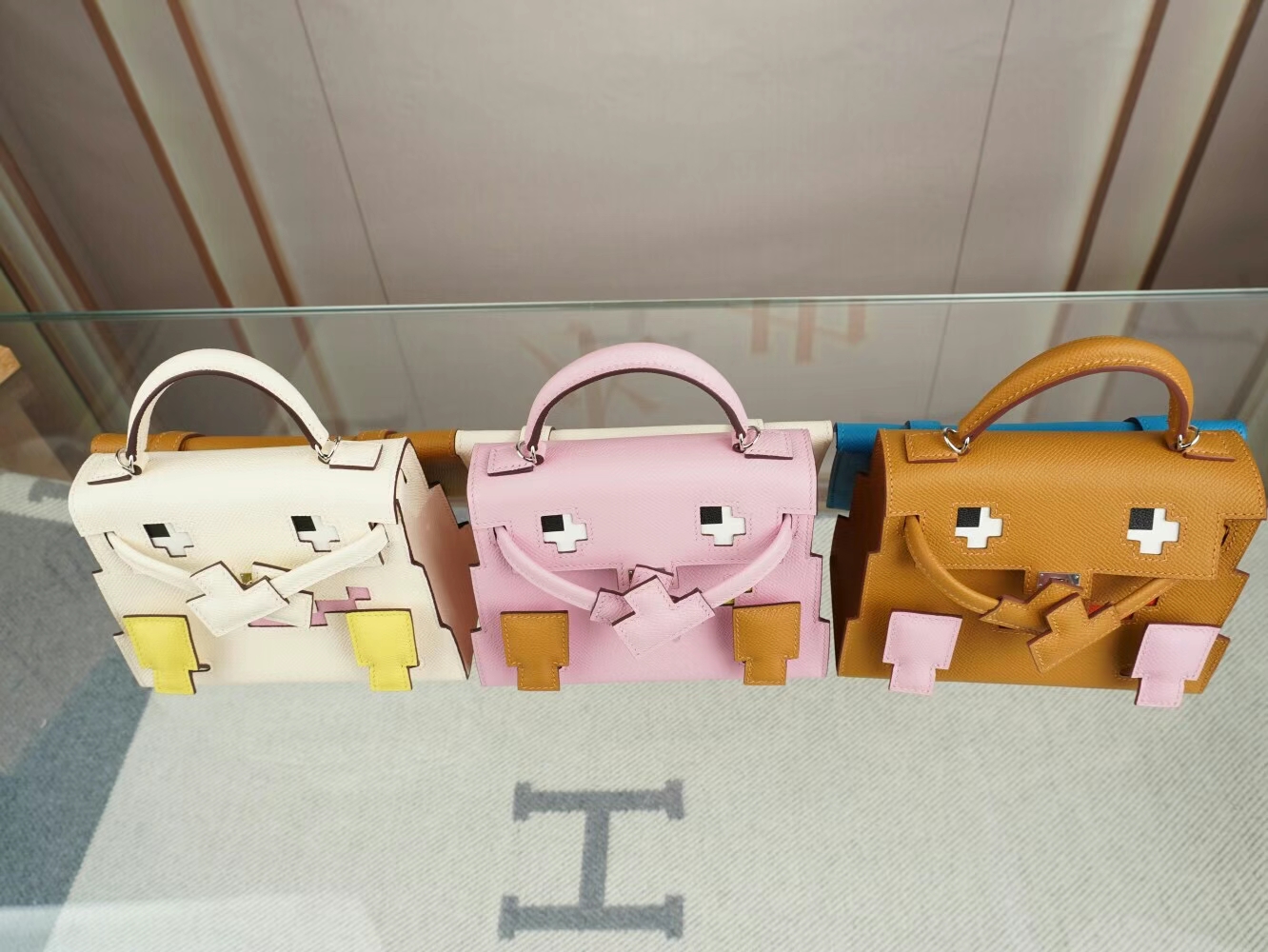 Symode爱马仕新款马赛克娃娃包 Hermes X9锦葵紫Epsom皮Kelly Doll Picto