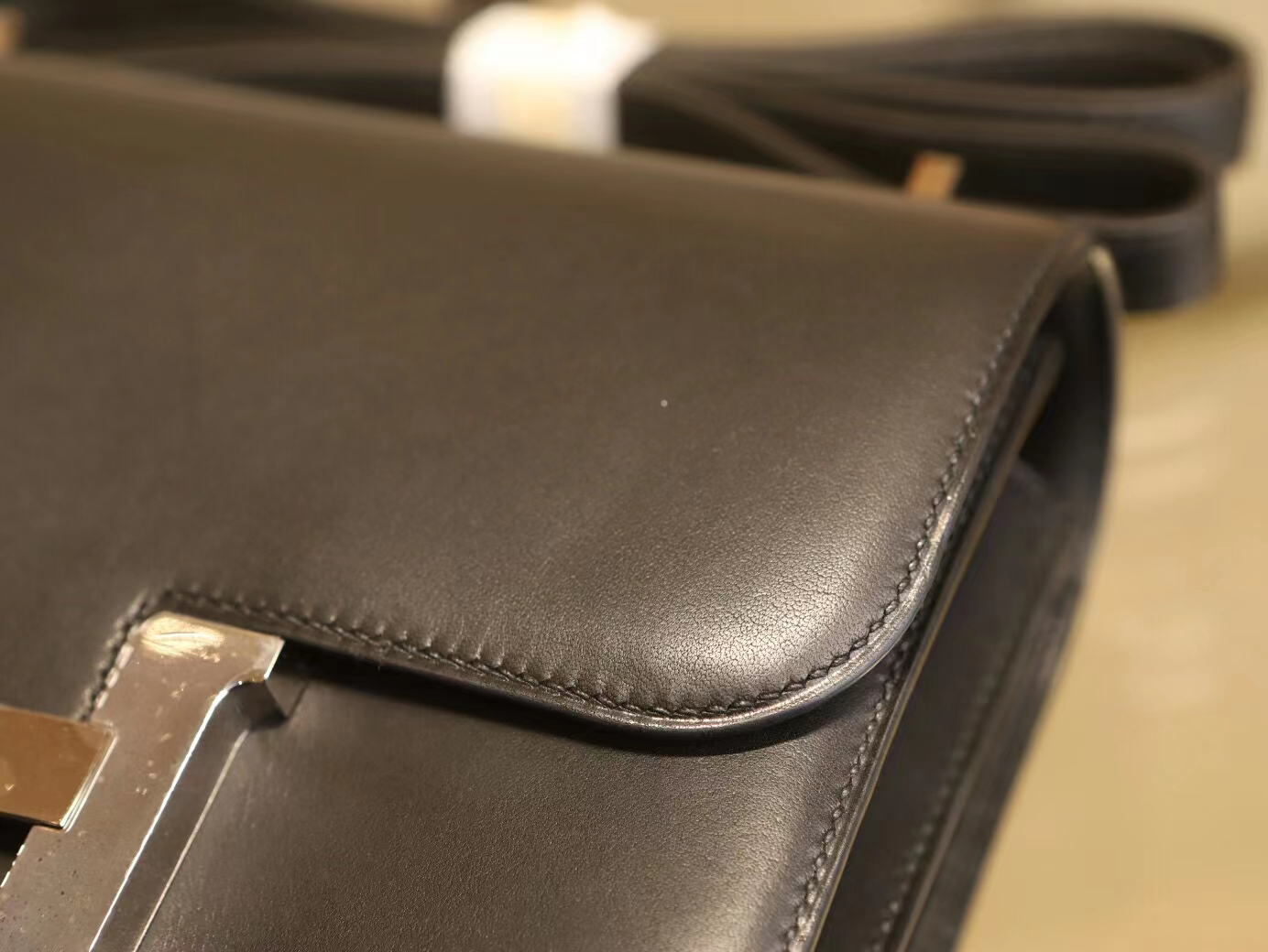 水也名品 Hermes Constance 18CM 爱马仕Monsieur小牛皮89黑色康斯坦包 银扣
