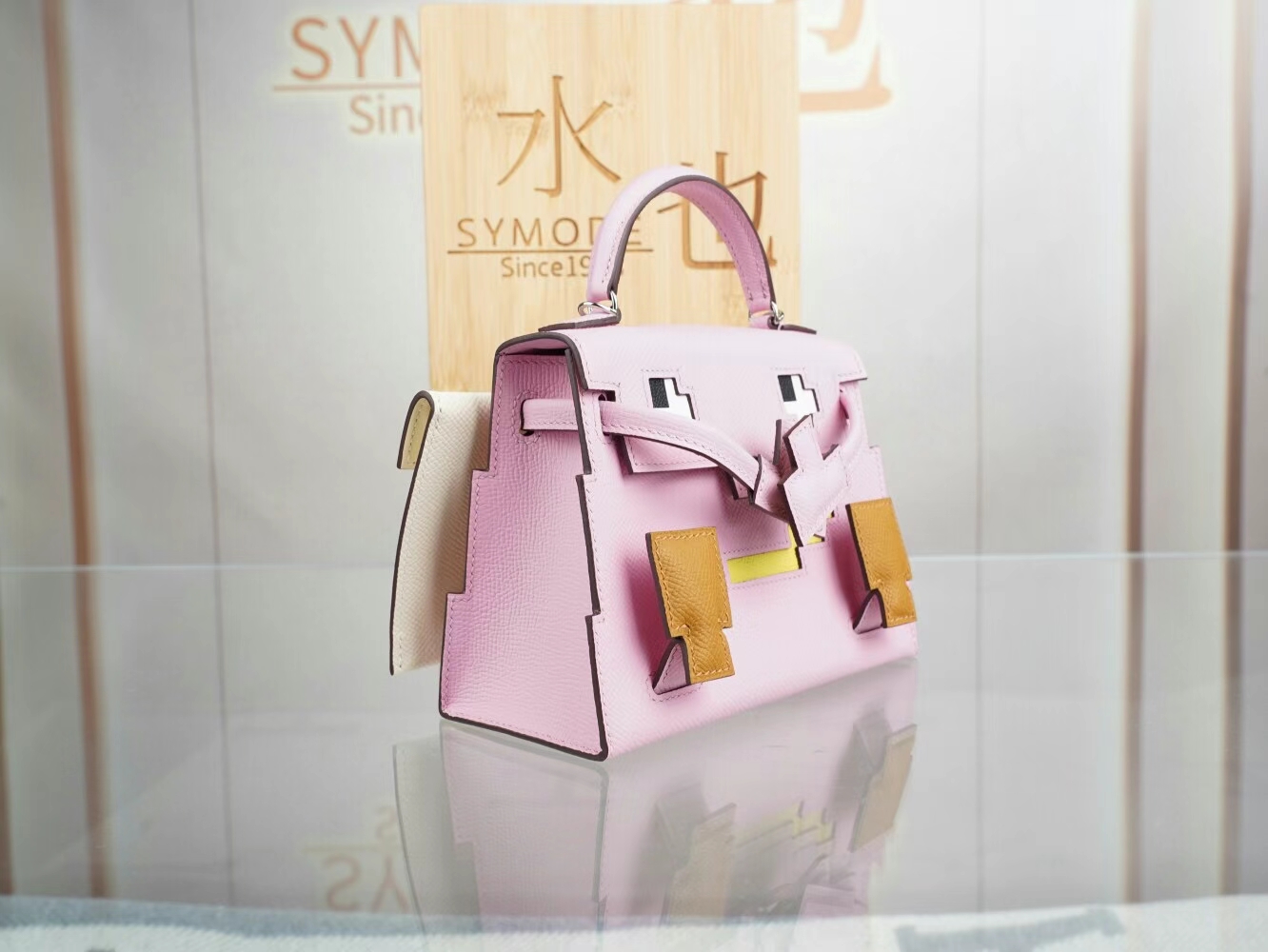 Symode爱马仕新款马赛克娃娃包 Hermes X9锦葵紫Epsom皮Kelly Doll Picto
