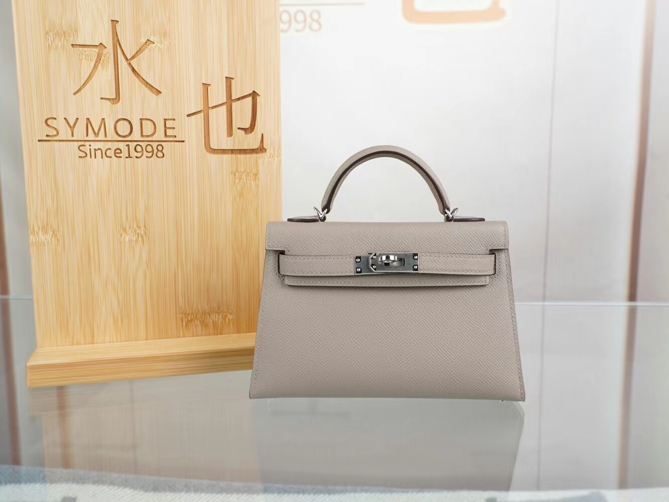 水也名品 Hermes Mini Kelly19CM 爱马仕M8沥青灰Epsom皮迷你凯莉包二代