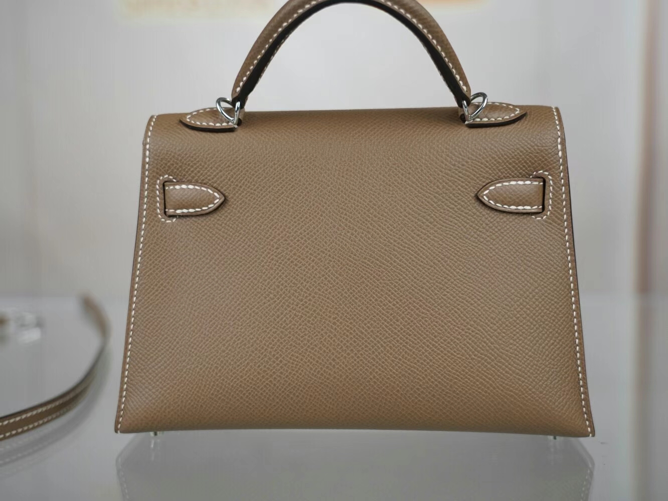 爱马仕迷你凯莉包二代 Hermes CK18大象灰Etoupe Epsom皮Mini Kelly19CM
