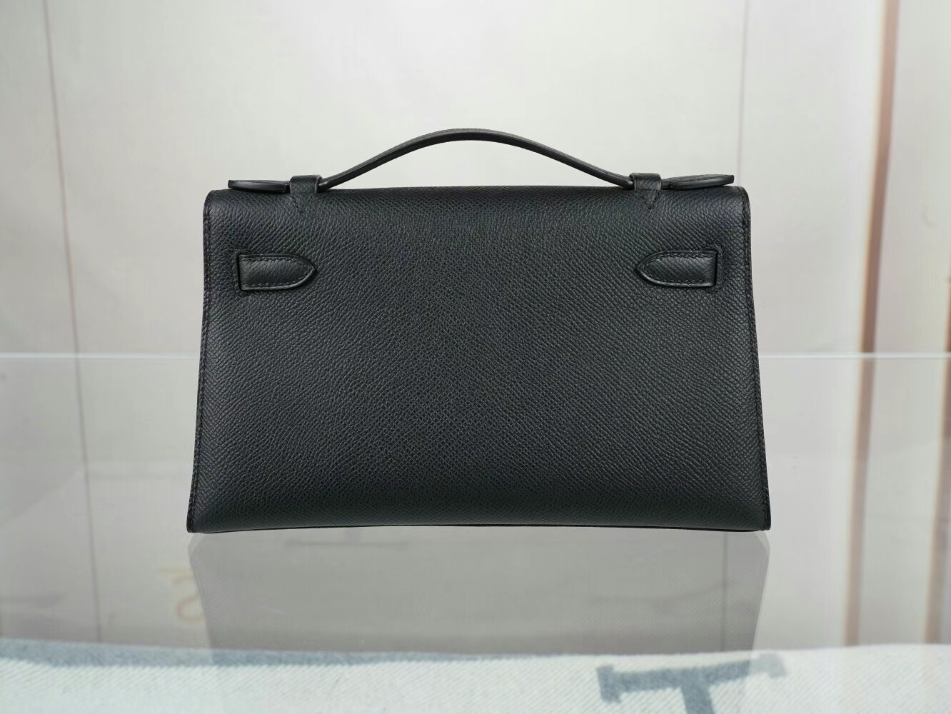 爱马仕迷你凯莉包一代 Hermes 89黑色Epsom皮Mini Kelly Pochette22cm 金扣