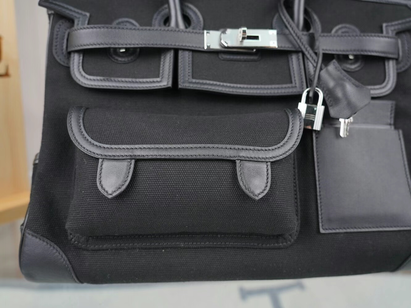 水也名品 Hermes Birkin Cargo 35CM 爱马仕黑色Toile Goeland帆布铂金包
