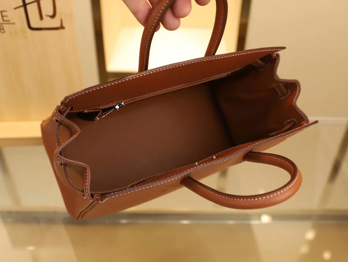 Symode爱马仕幻影铂金包 Hermes Birkin Shadow 25CM金棕色Gold牛皮