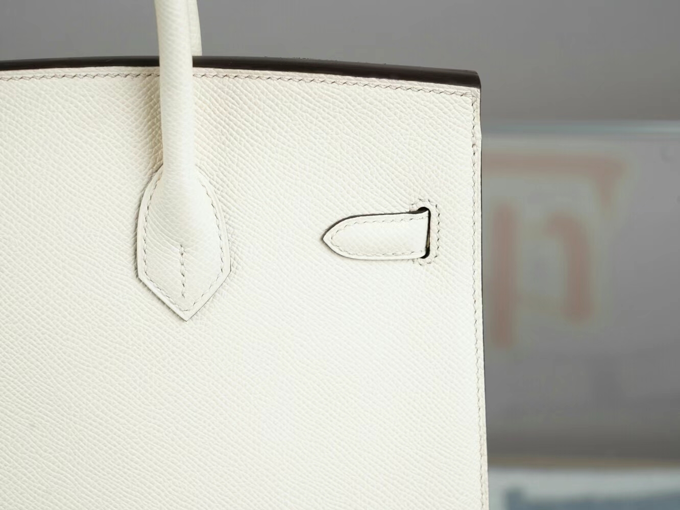 爱马仕铂金包价格 Hermes I2奶油白Nata Epsom皮Birkin包包25CM 银扣