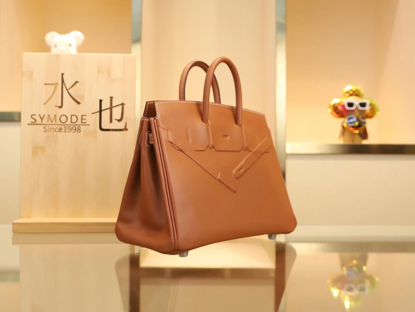 Symode爱马仕幻影铂金包 Hermes Birkin Shadow 25CM金棕色Gold牛皮