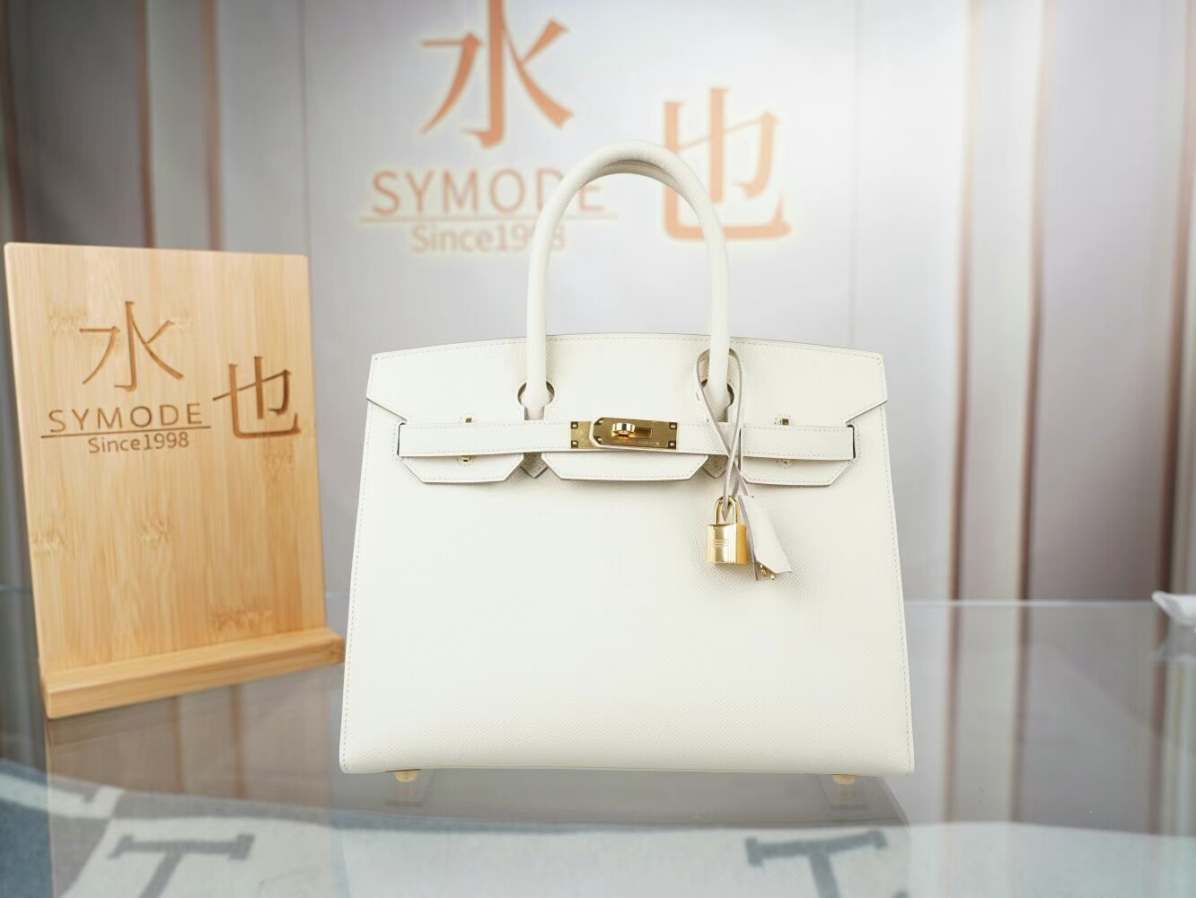 爱马仕包包官网 Hermes Birkin30CM CC10奶昔白Epsom皮铂金包外缝 金扣