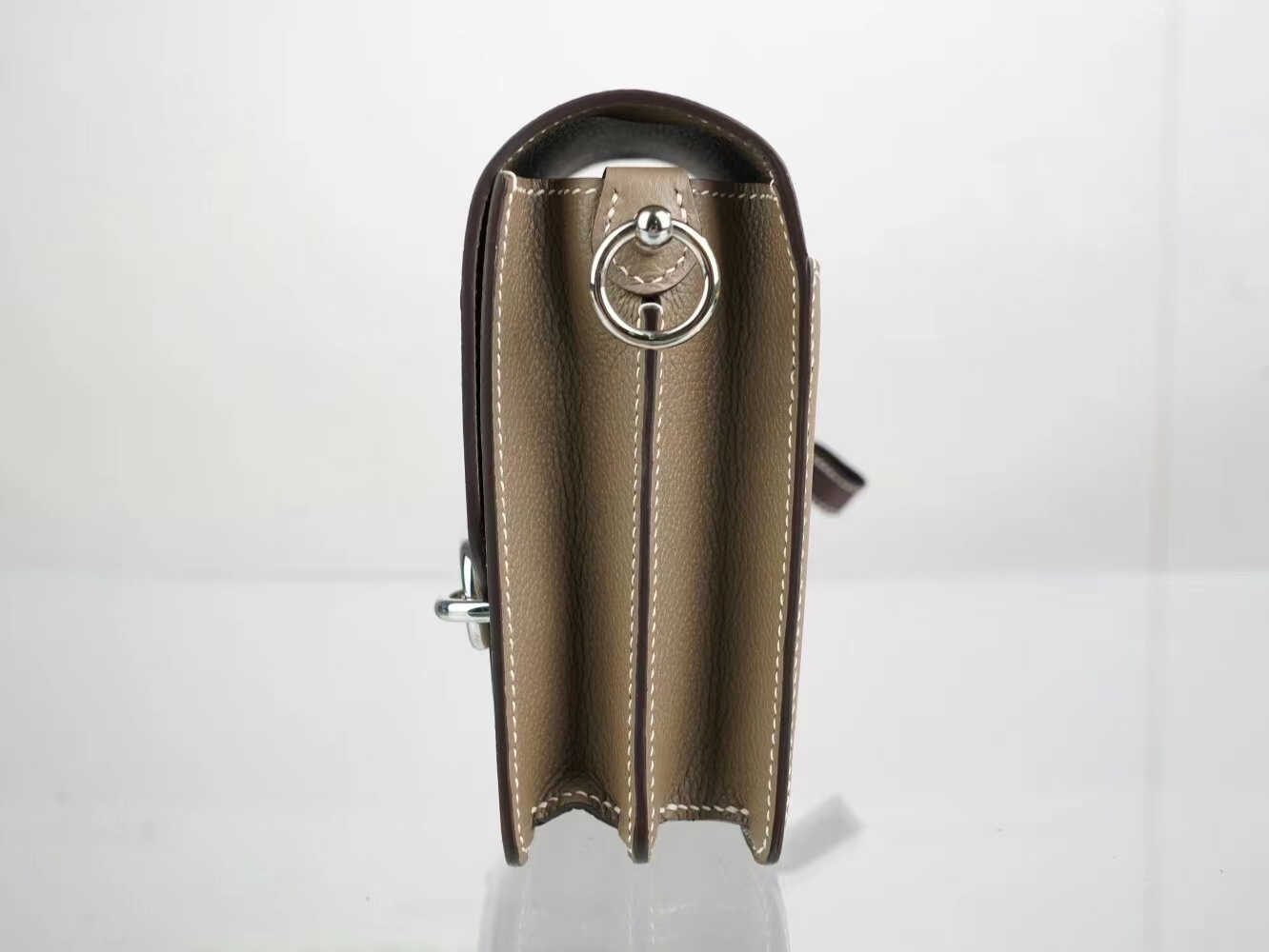 水也名品 爱马仕猪鼻子包 Hermes Roulis18CM CK18大象灰Etoupe 银扣