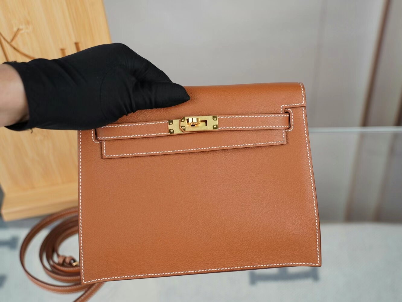 Symode Hermes Kelly Danse22CM 爱马仕CK37金棕Evercolor皮跳舞包 金扣