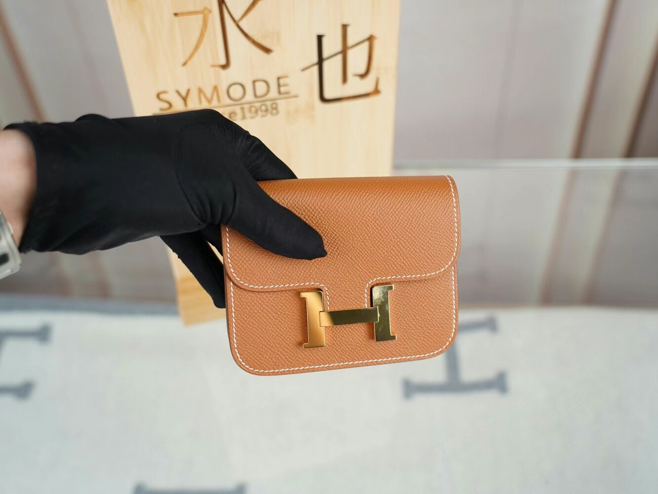 Symode Hermes Constance Slim 爱马仕37金棕色Epsom皮康斯坦钱包 金扣