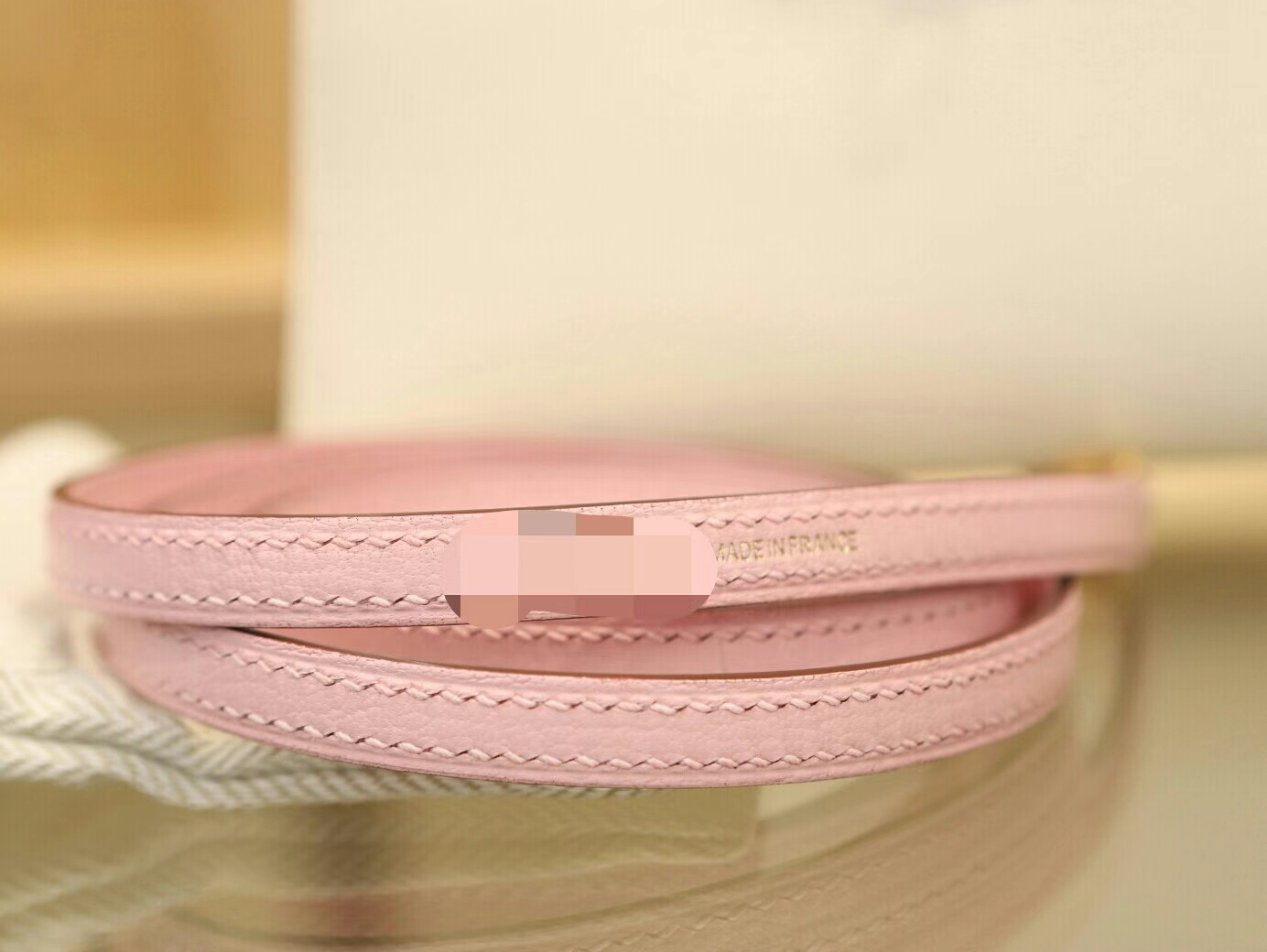 Hermes Mini Kelly19CM 爱马仕I2奶油白拼3Q水粉色山羊皮迷你凯莉包二代
