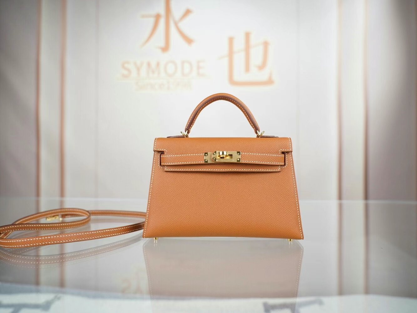 Hermes Mini Kelly19CM 爱马仕CK37金棕色Epsom皮迷你凯莉包二代 金扣