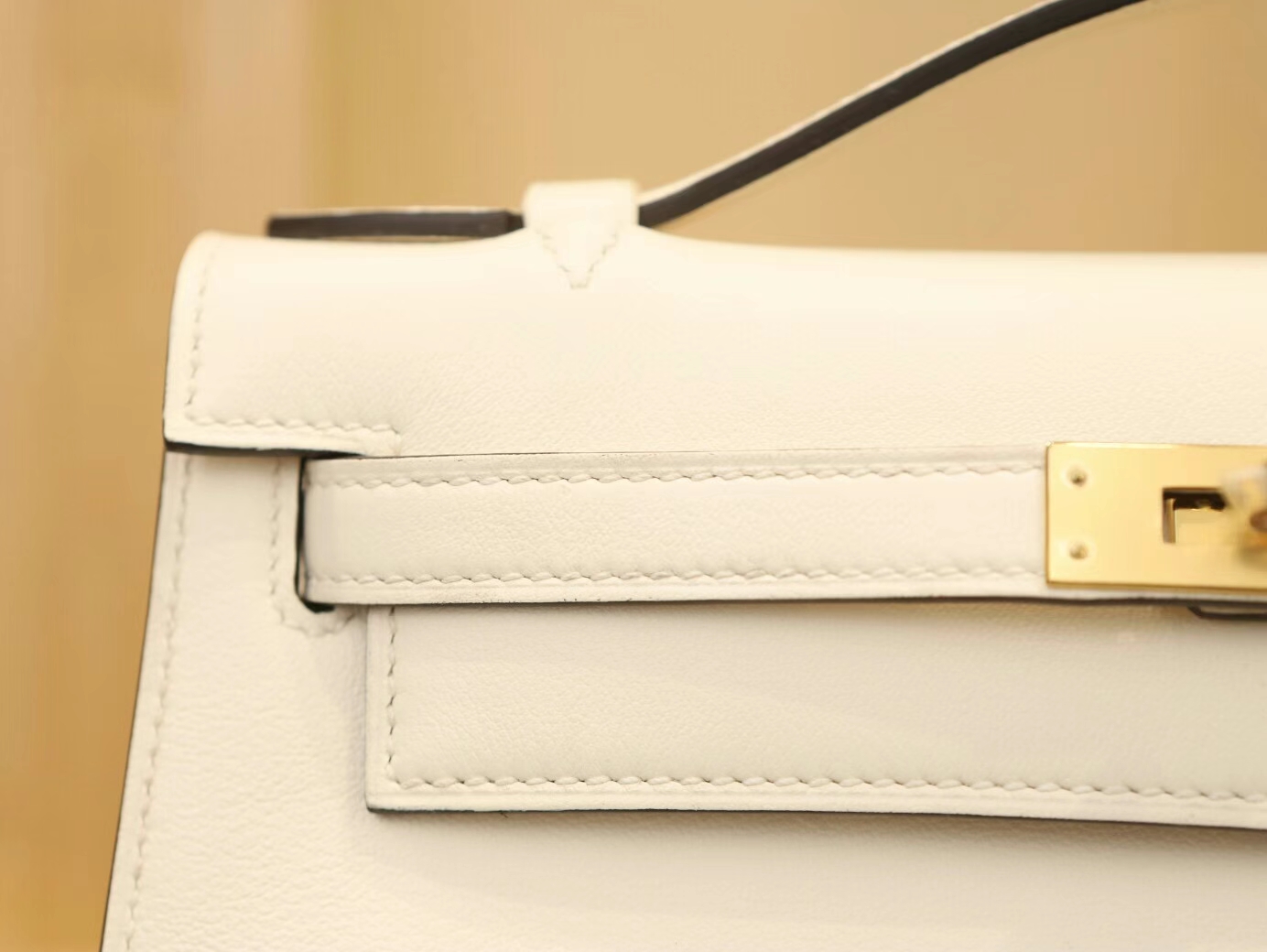 水也名品 Hermes爱马仕I2奶油白Swift皮迷你凯莉包Mini Kelly Pochette22cm