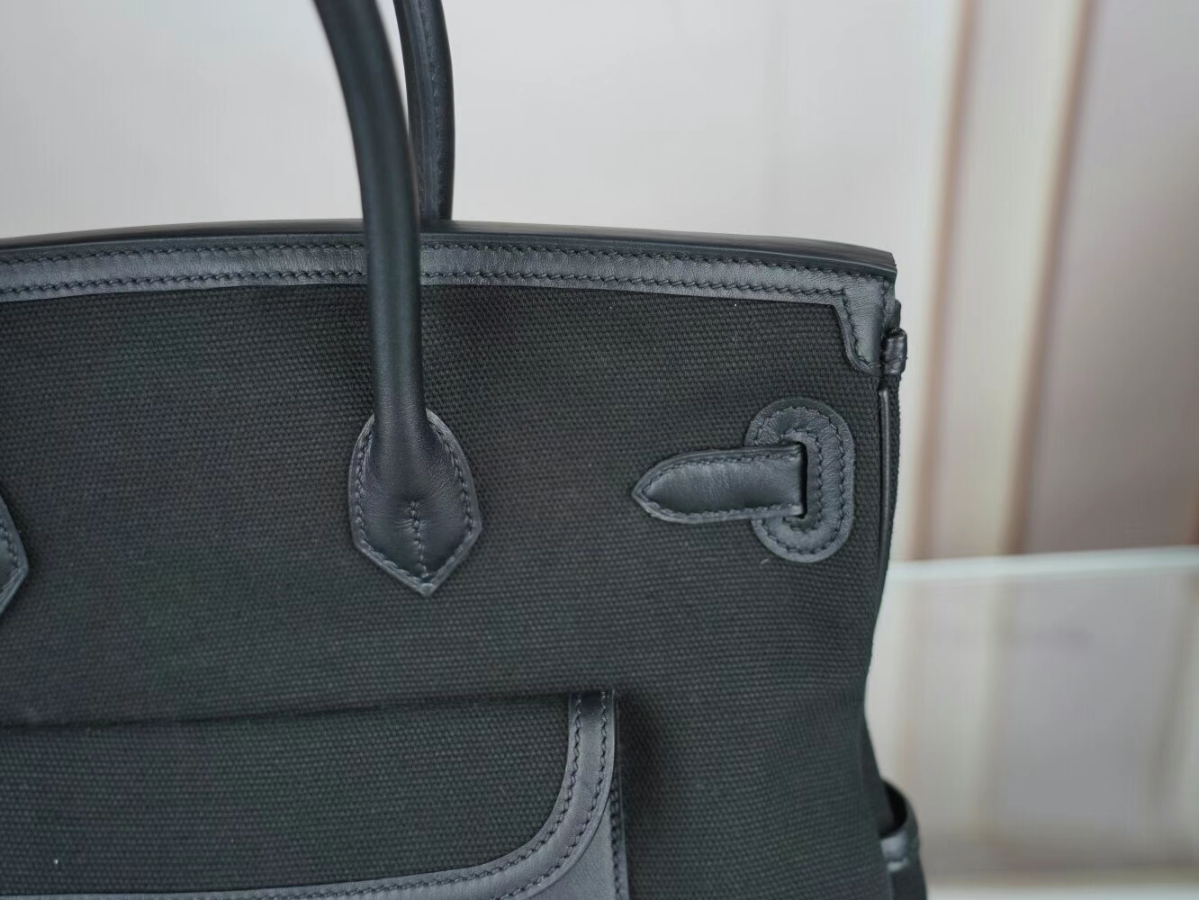 水也名品 Hermes Birkin Cargo 35CM 爱马仕黑色Toile Goeland帆布铂金包
