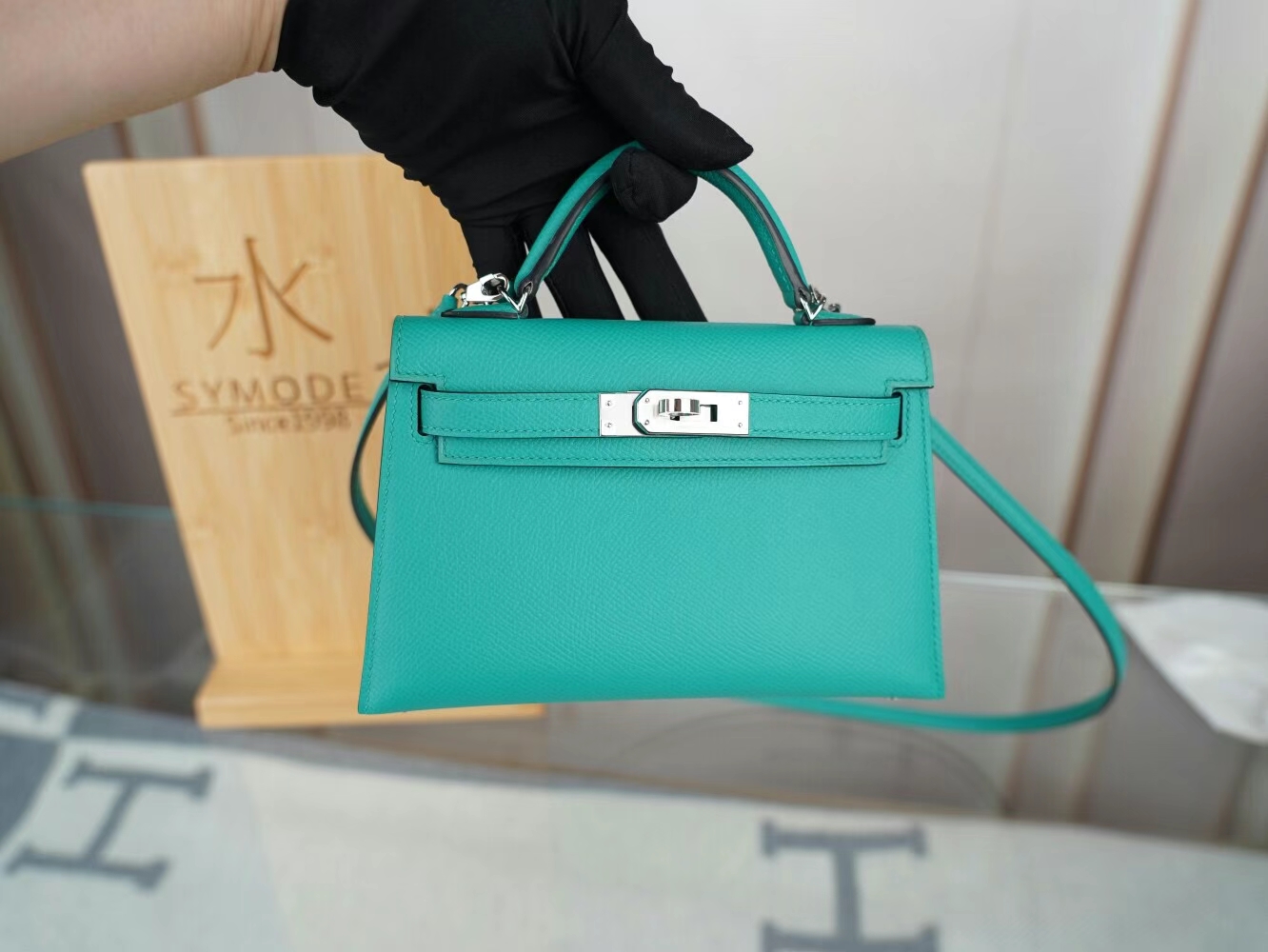 Symode 爱马仕迷你凯莉包二代 Hermes O6玉帝绿Epsom皮Mini Kelly19CM 银扣