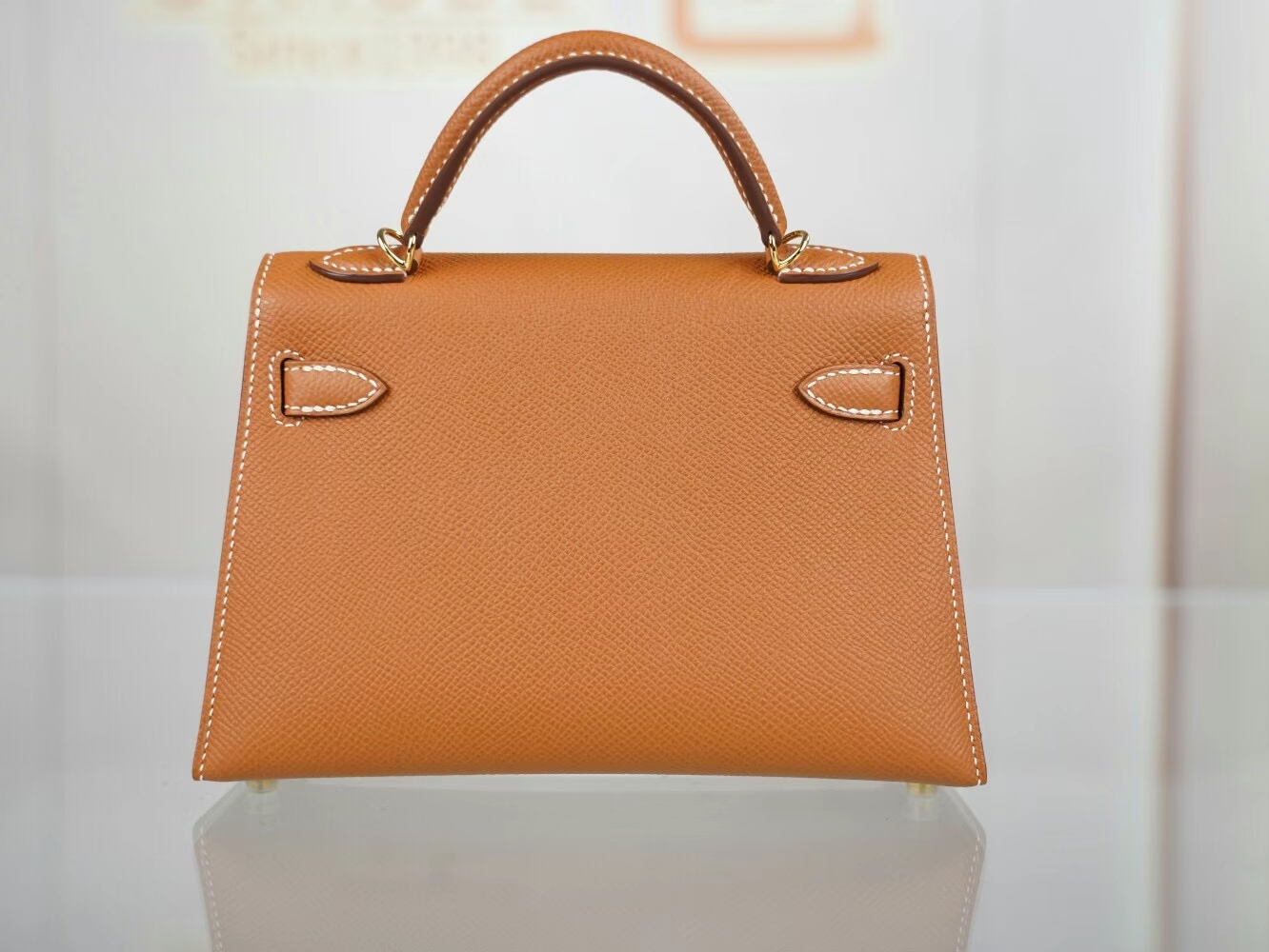 Hermes Mini Kelly19CM 爱马仕CK37金棕色Epsom皮迷你凯莉包二代 金扣