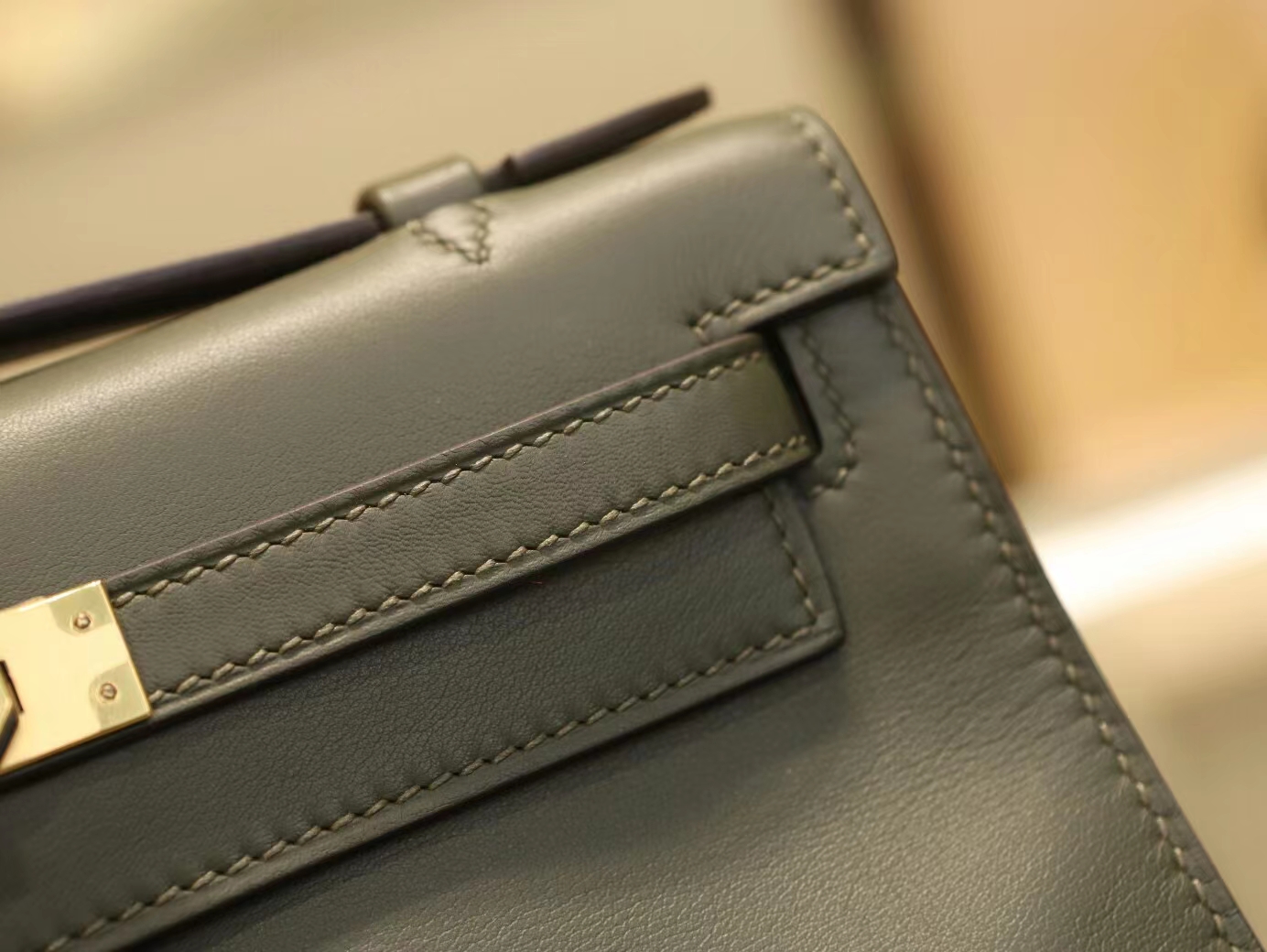 Hermes Mini Kelly Pochette22cm 爱马仕6H橄榄绿Swift皮迷你凯莉包一代 金扣