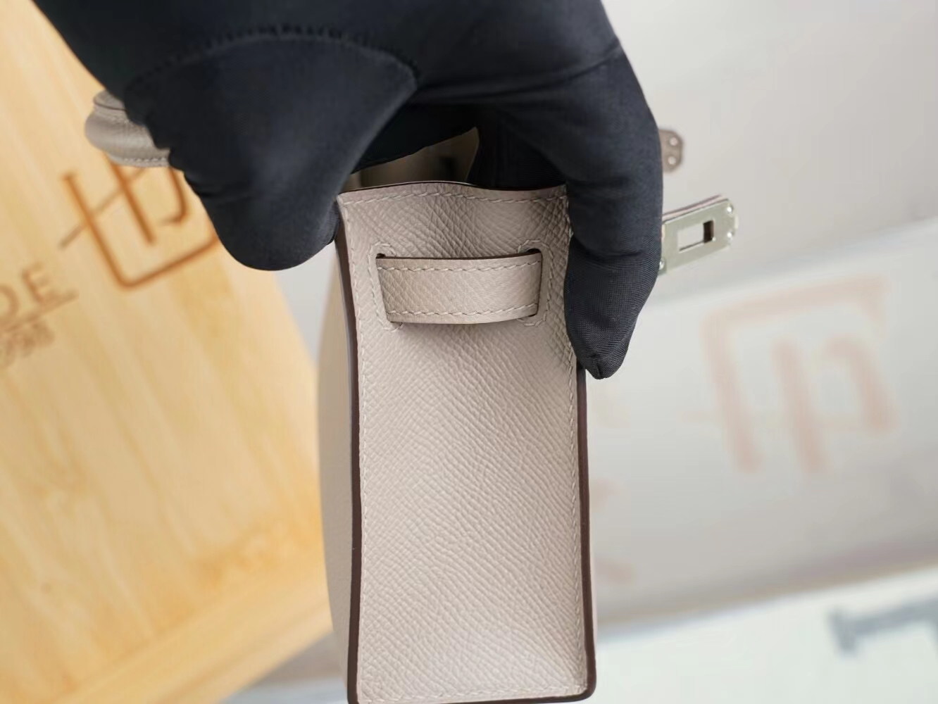 水也名品 Hermes Mini Kelly19CM 爱马仕M8沥青灰Epsom皮迷你凯莉包二代