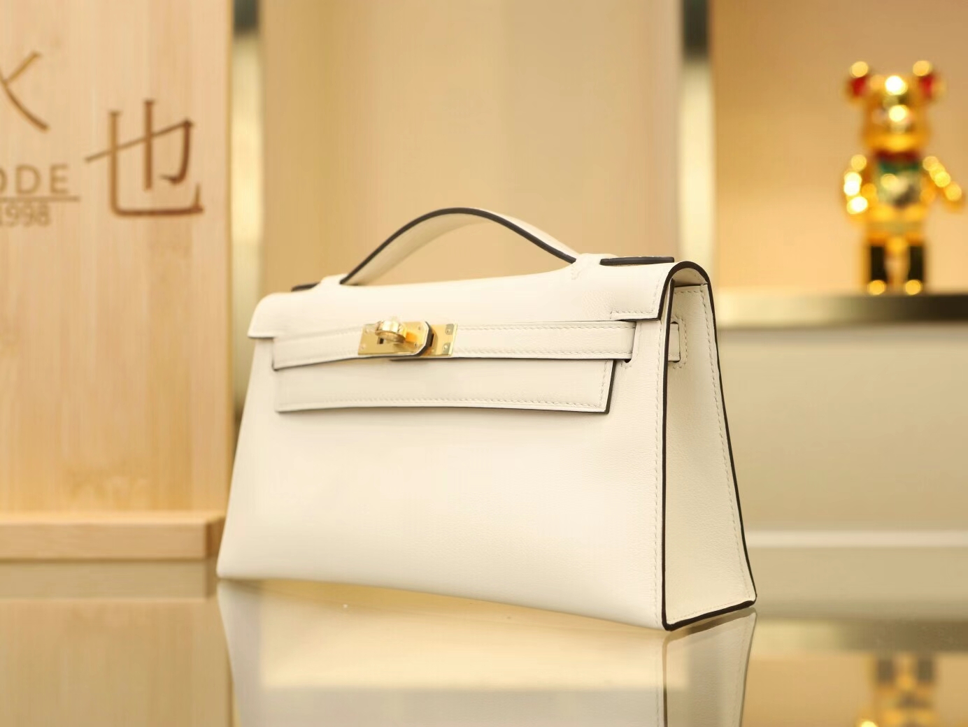 水也名品 Hermes爱马仕I2奶油白Swift皮迷你凯莉包Mini Kelly Pochette22cm