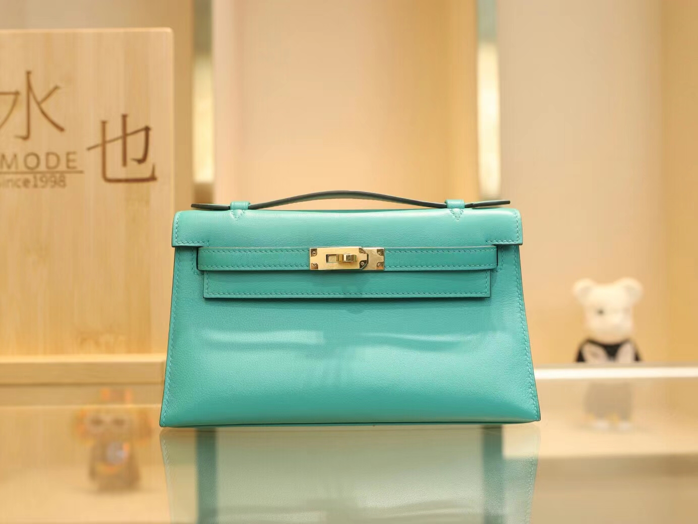 Hermes爱马仕U1维罗纳绿Swift皮迷你凯莉包一代Mini Kelly Pochette22cm