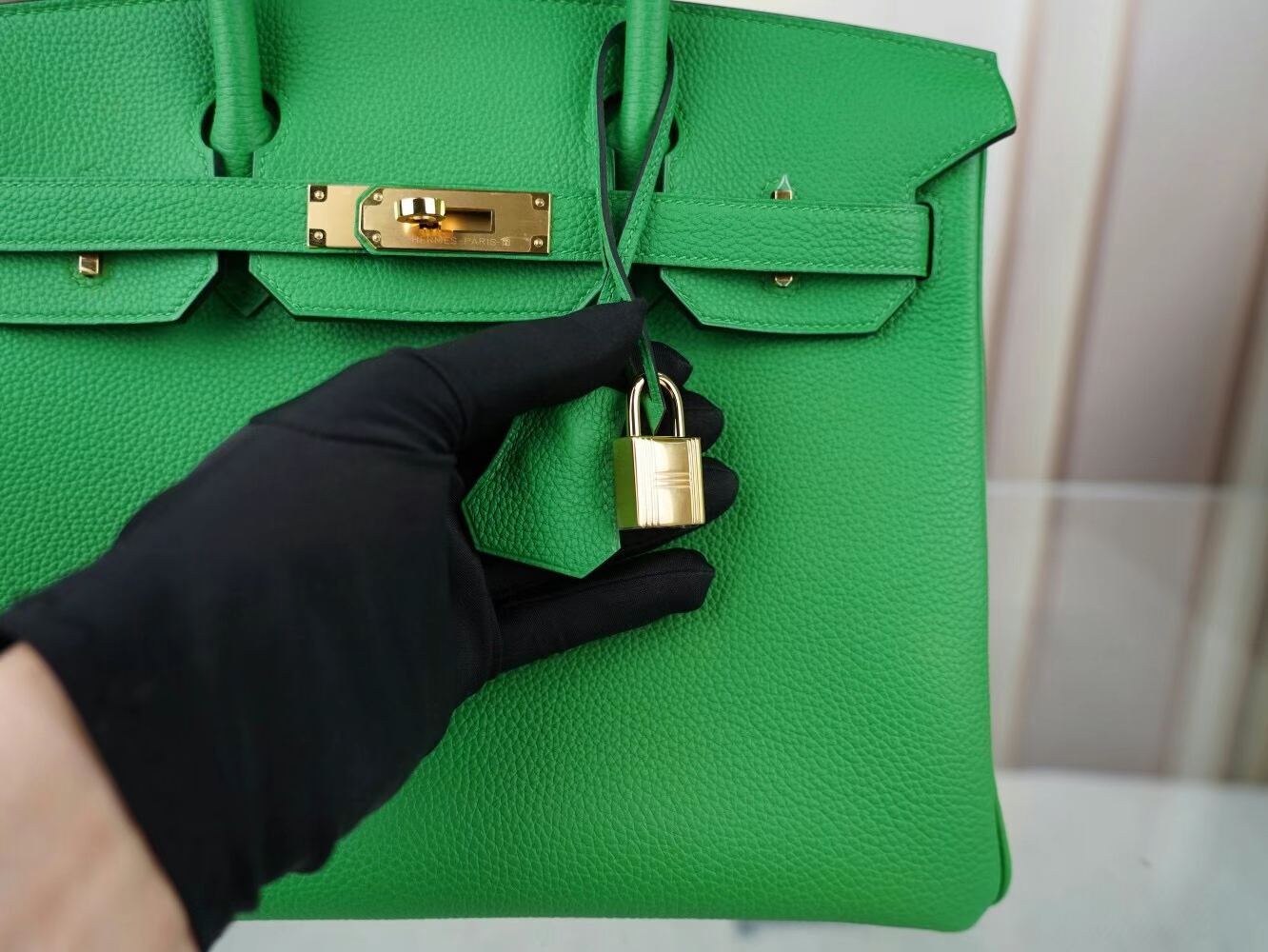 水也名品 Hermes Birkin30CM 爱马仕1K竹子绿Bambou Togo皮铂金包 金扣