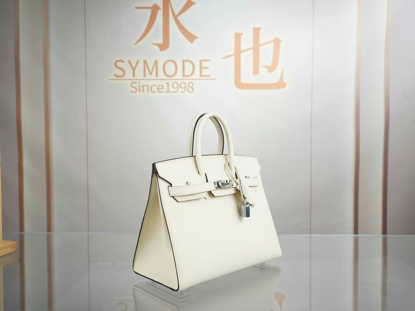 爱马仕铂金包价格 Hermes I2奶油白Nata Epsom皮Birkin包包25CM 银扣