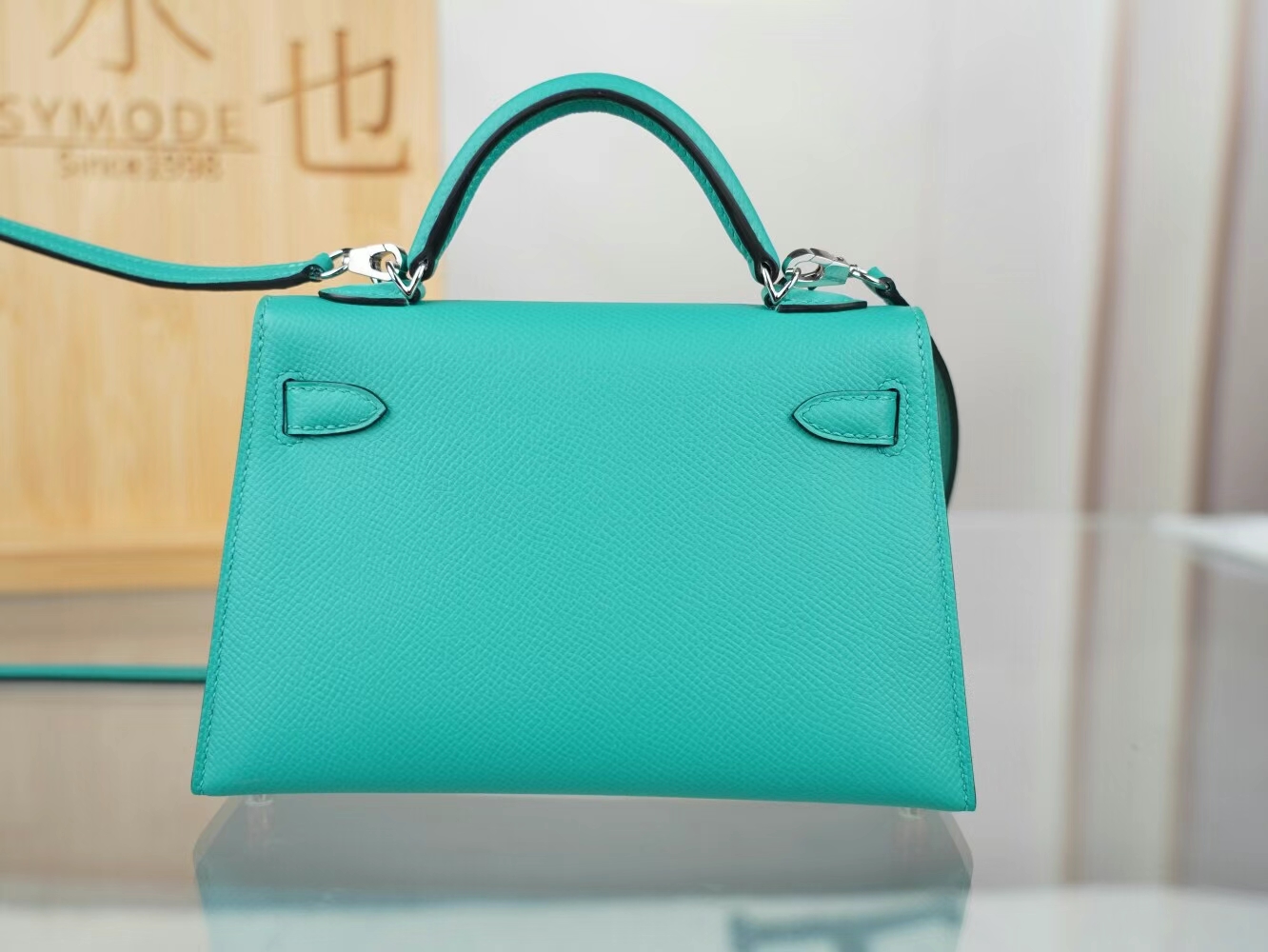 Symode 爱马仕迷你凯莉包二代 Hermes O6玉帝绿Epsom皮Mini Kelly19CM 银扣